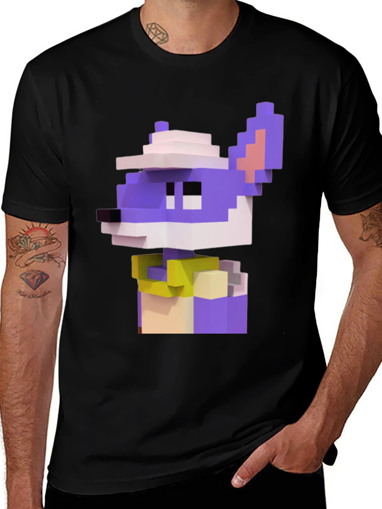 Variant 13 of Pixel Art Character Graphic Tee - Black T-Shirt