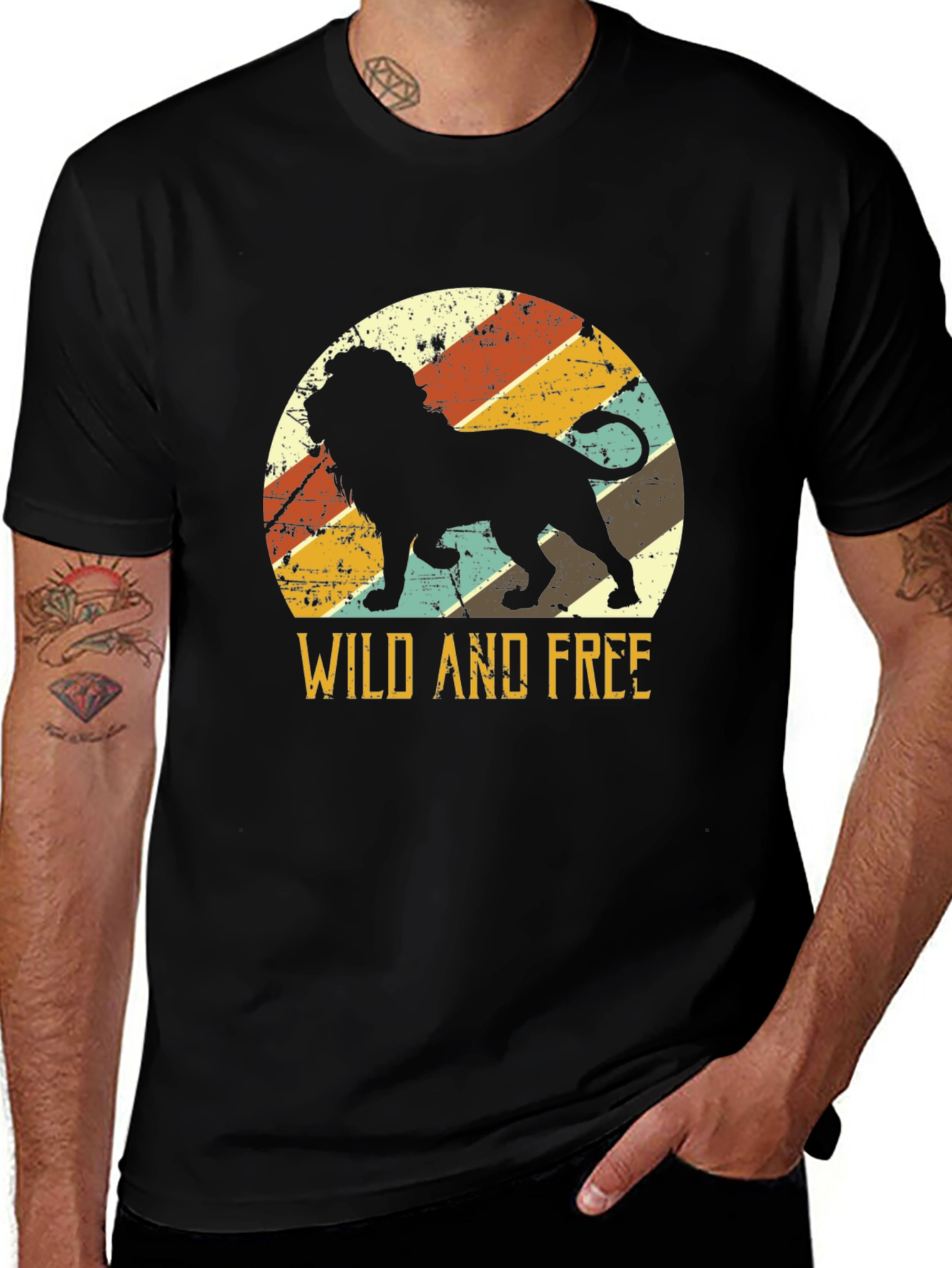 Variant 30 of Wild and Free Lion Graphic Tee - Retro Style