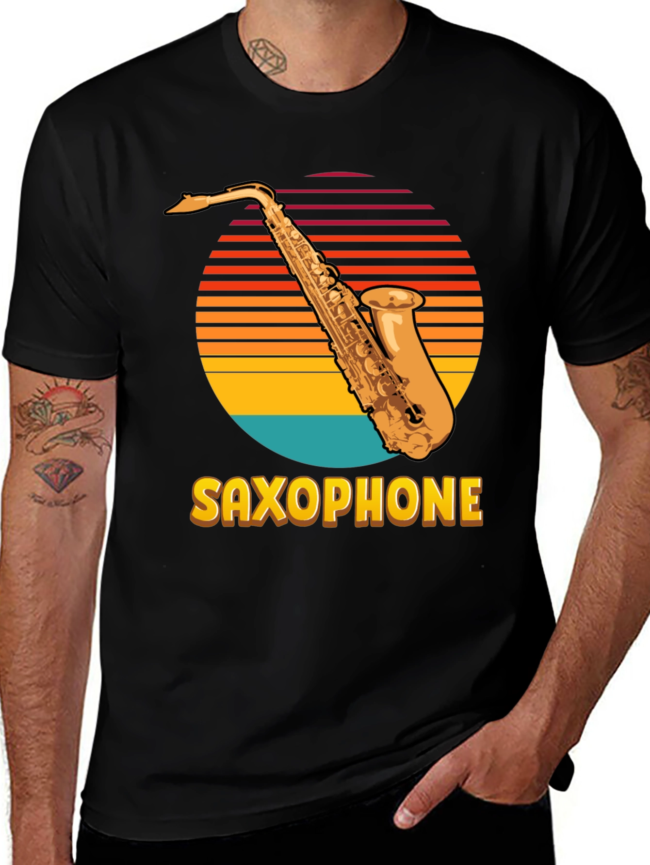 Variant 22 of Retro Saxophone Sunset Graphic T-Shirt