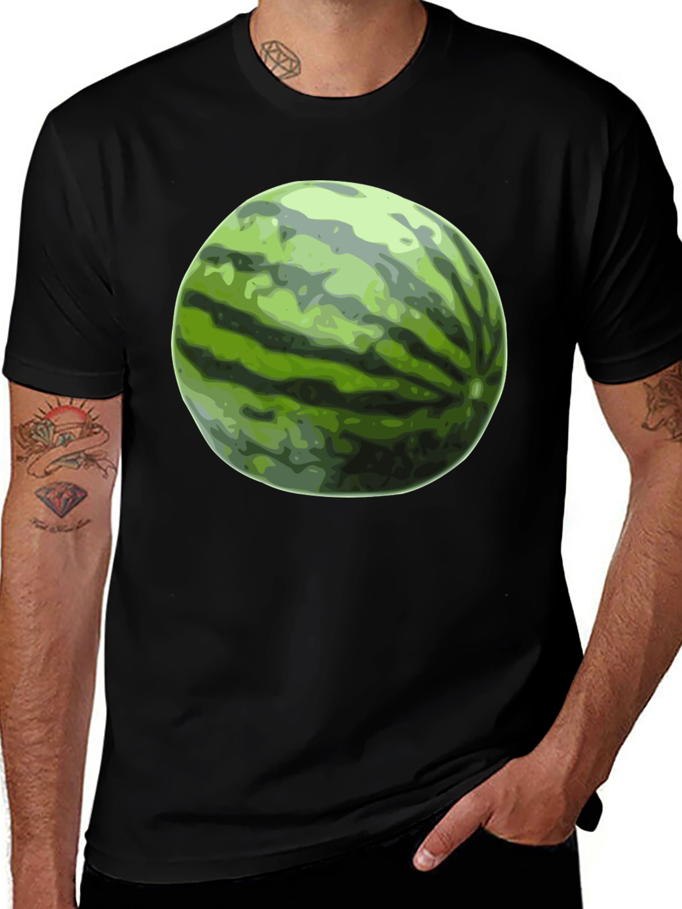 Variant 17 of Watermelon Graphic Tee - Black Cotton T-Shirt