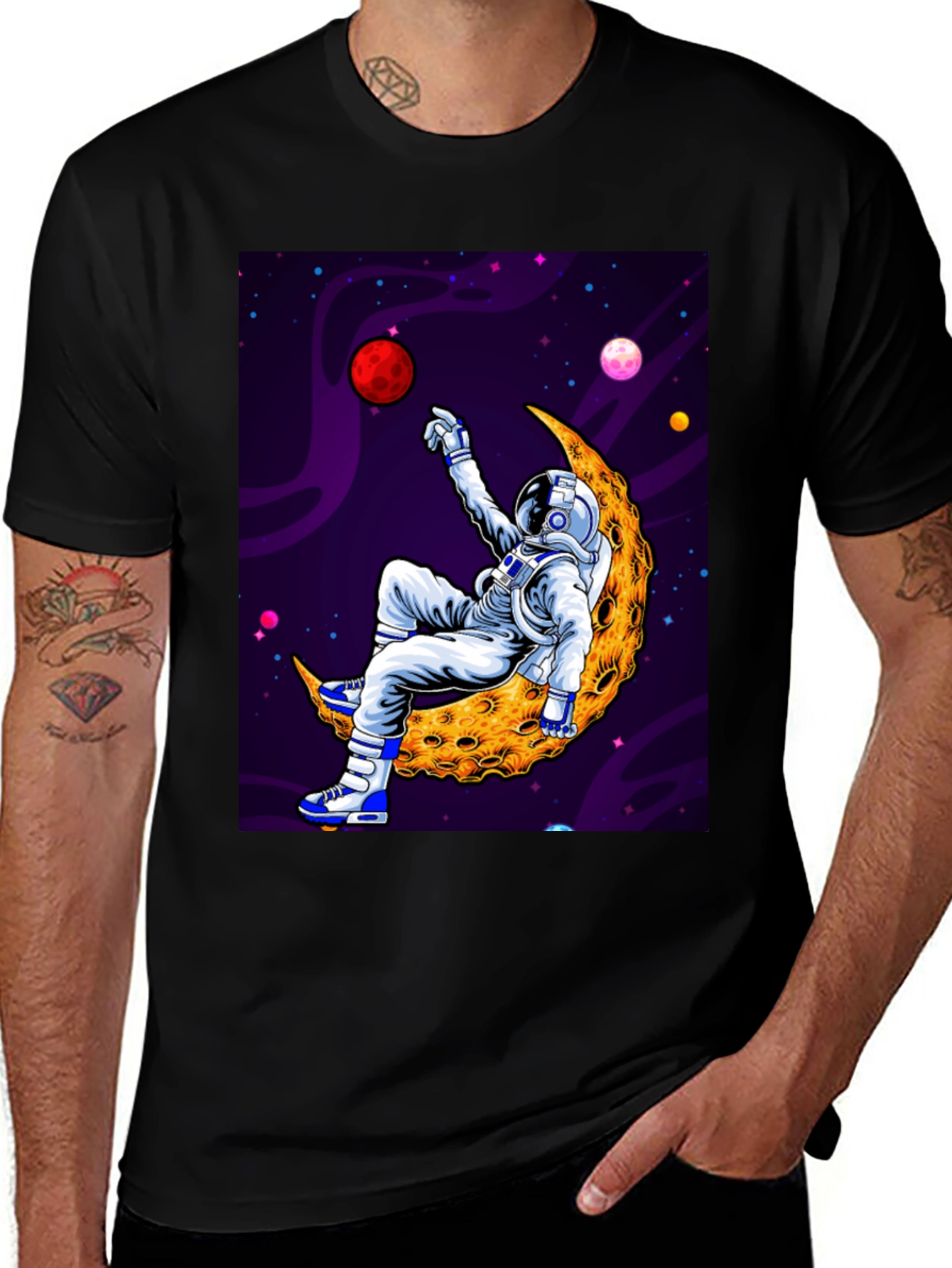 Variant 10 of Astronaut Moon Graphic Tee - Space Vibes