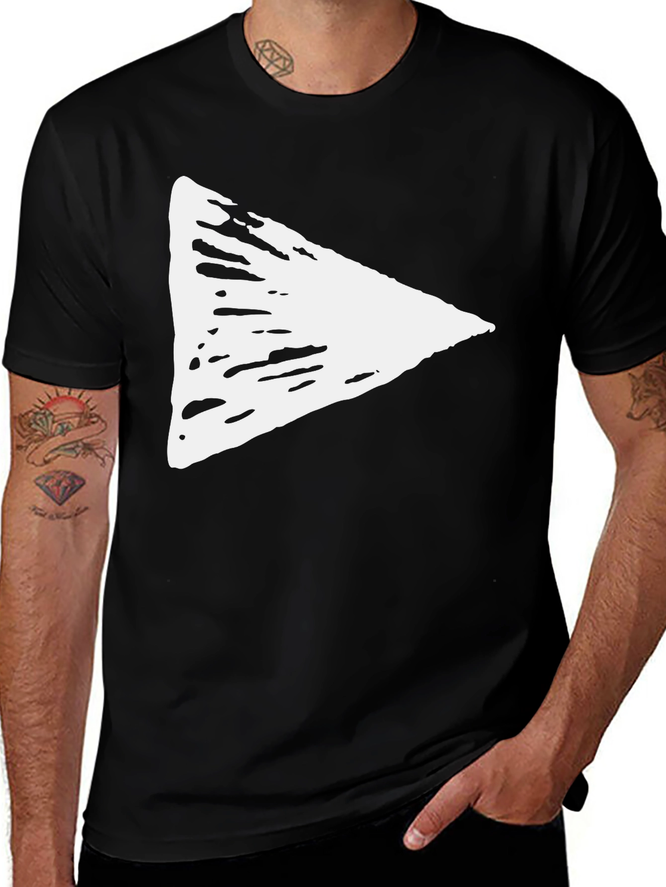 Abstract Play Button Black T-Shirt