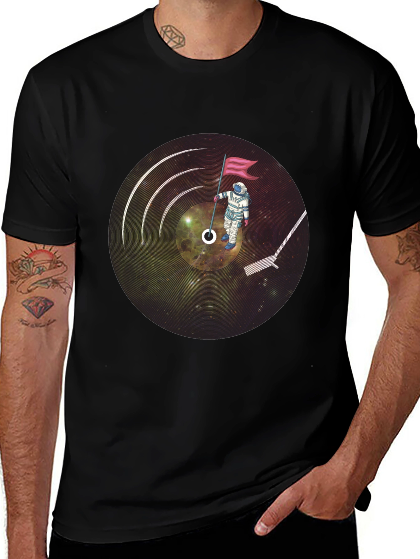Variant 12 of Astronaut Vinyl Record Graphic T-Shirt