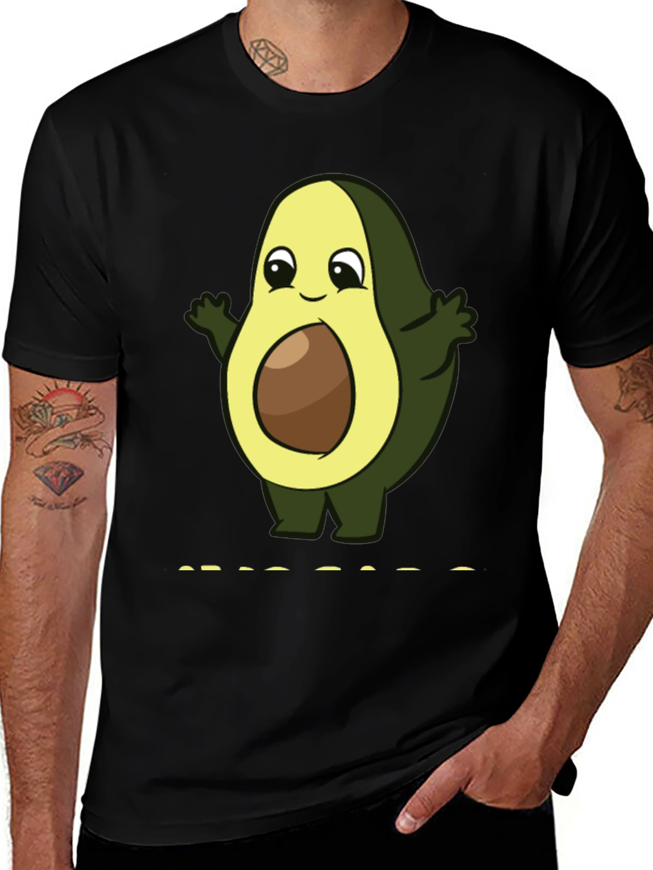 Variant 22 of Cute Avocado Cartoon T-Shirt - Black