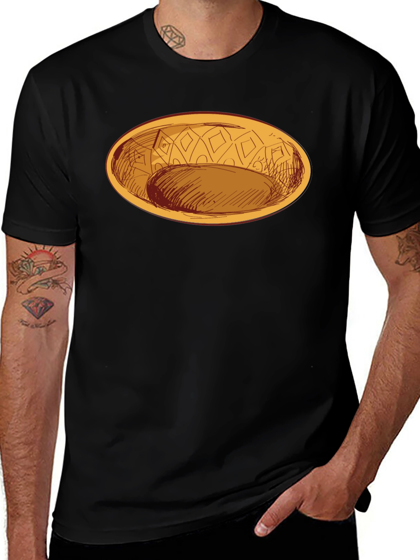 Black Oval Dish Graphic Tee - Modern Style main image