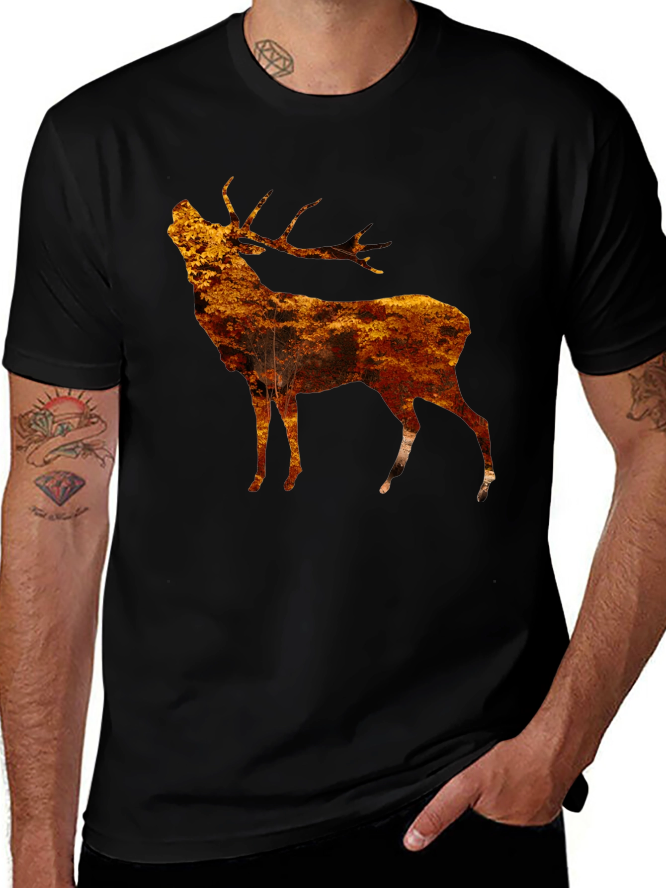 Variant 4 of Rustic Stag Graphic Tee - Black