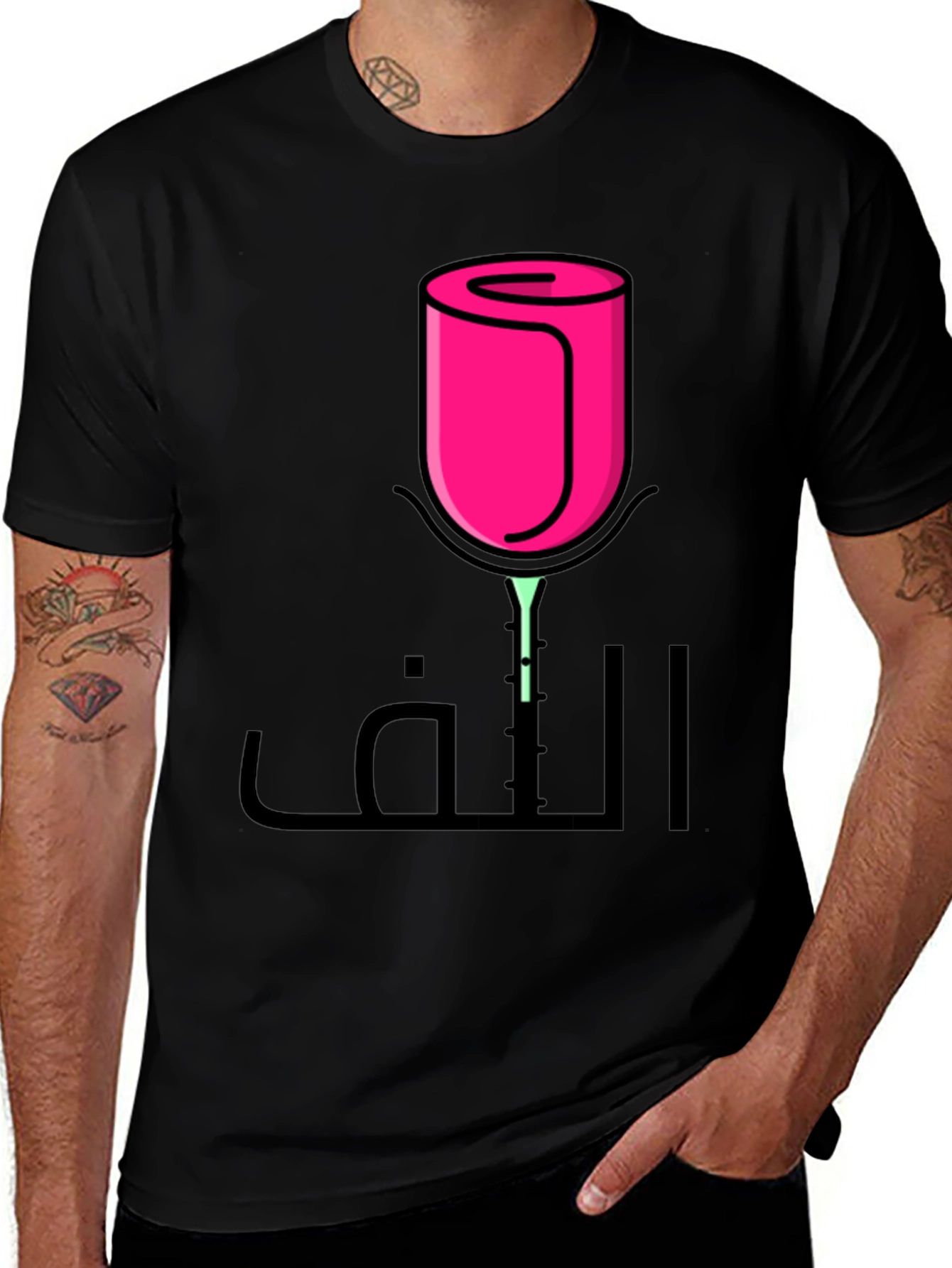 Rose Art Black T-Shirt