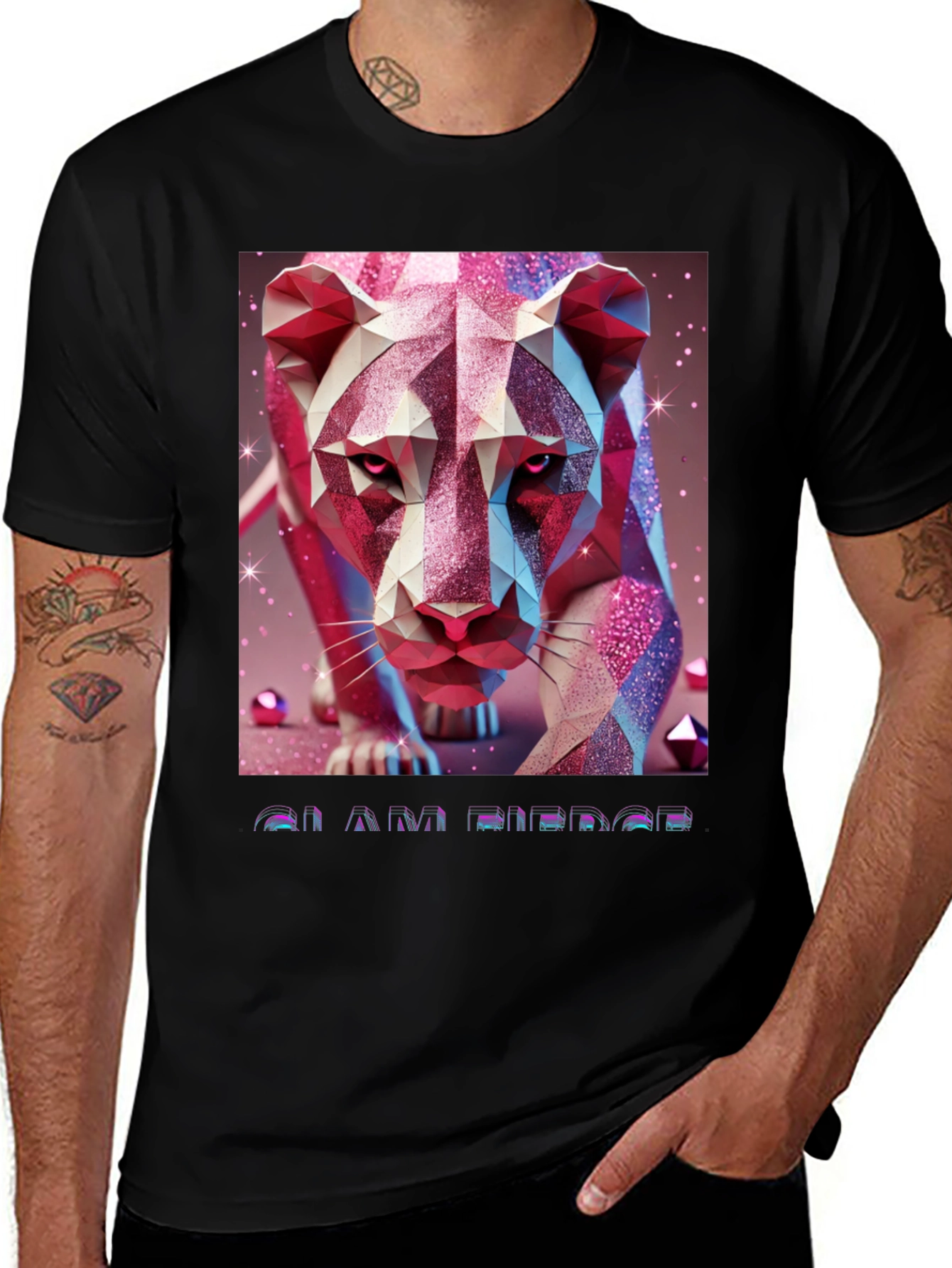 Variant 12 of Geometric Lion Graphic Tee - Stylish Animal Print Shirt