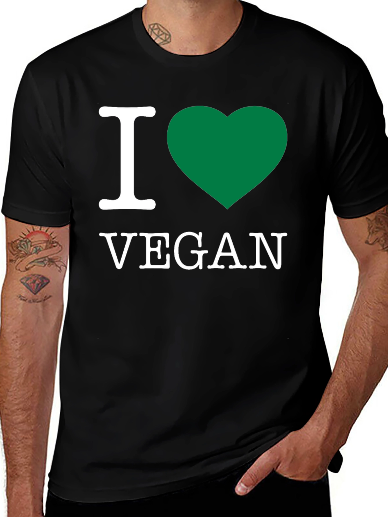 Variant 20 of I Heart Vegan T-Shirt - Black