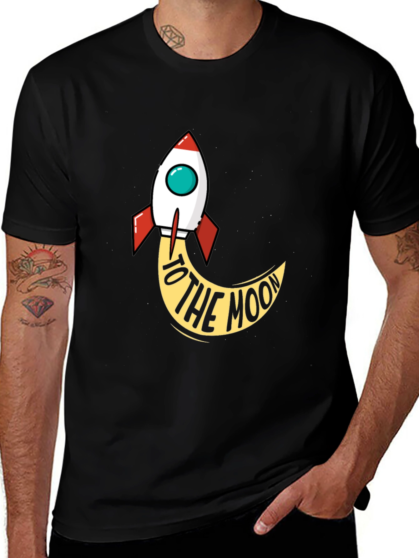 Variant 17 of Rocket to the Moon Black Graphic Tee