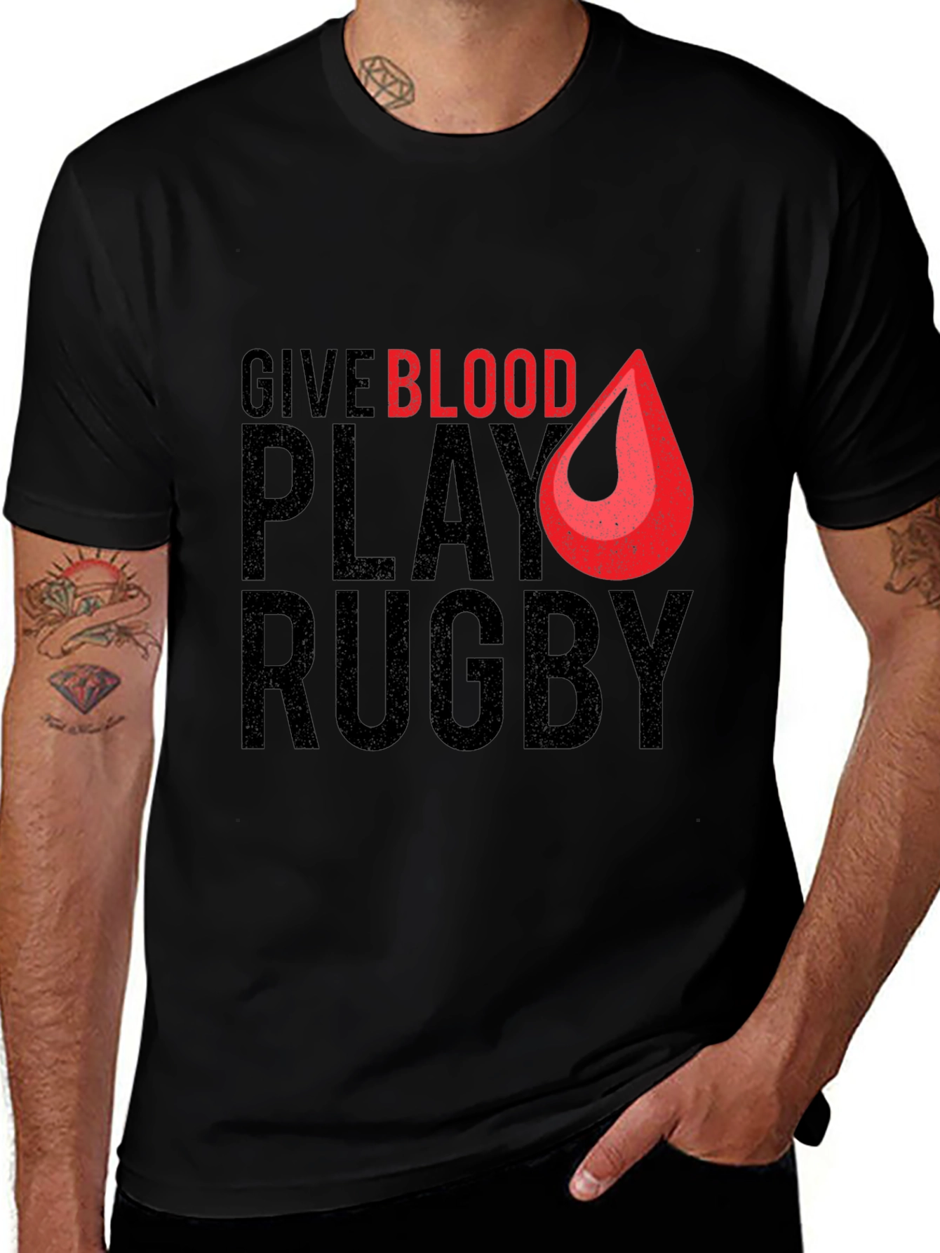 Give Blood Play Rugby Graphic T-Shirt