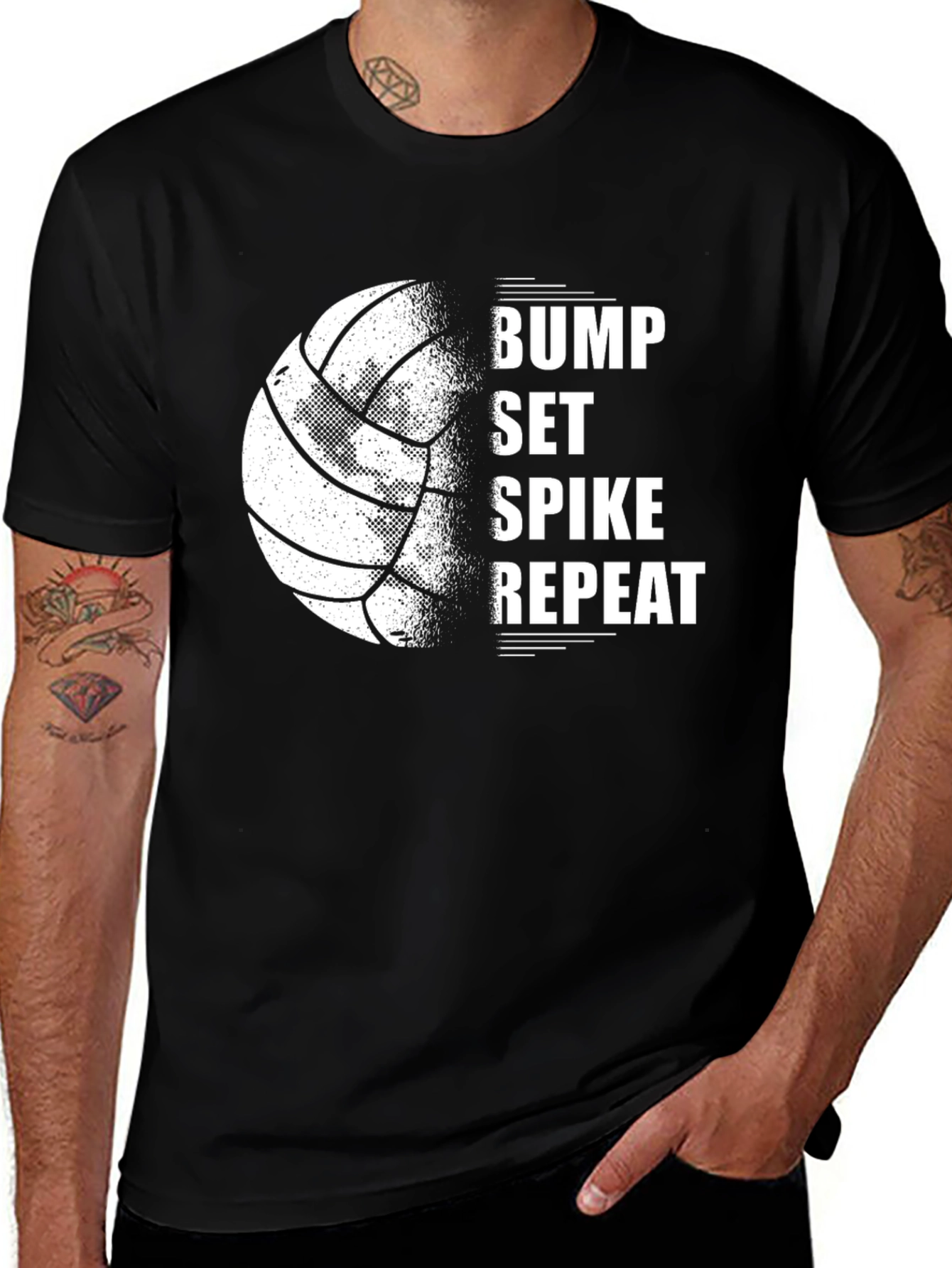 Bump Set Spike Repeat Volleyball Graphic Tee