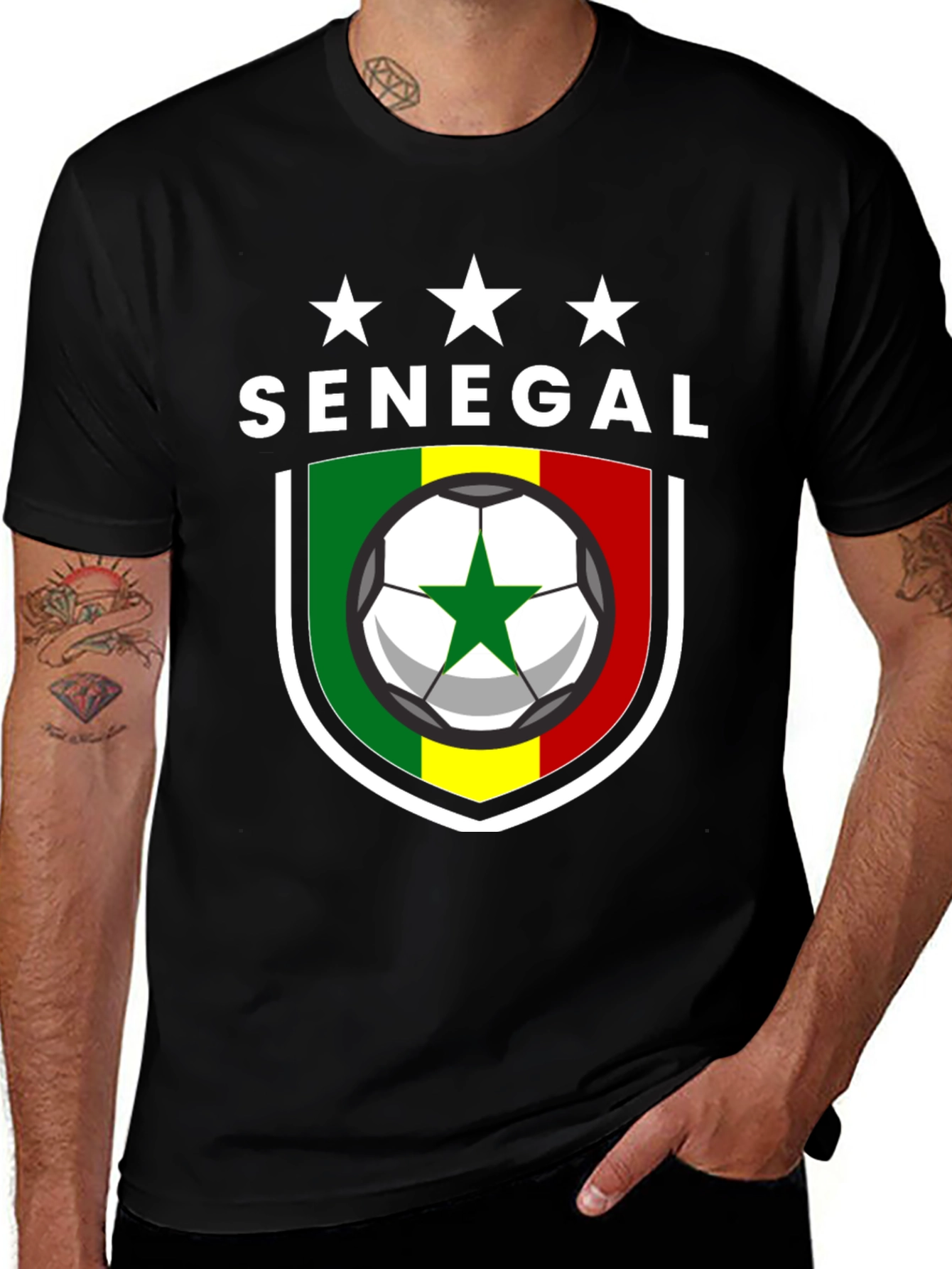Senegal Soccer T-Shirt - Black African Football Pride Tee