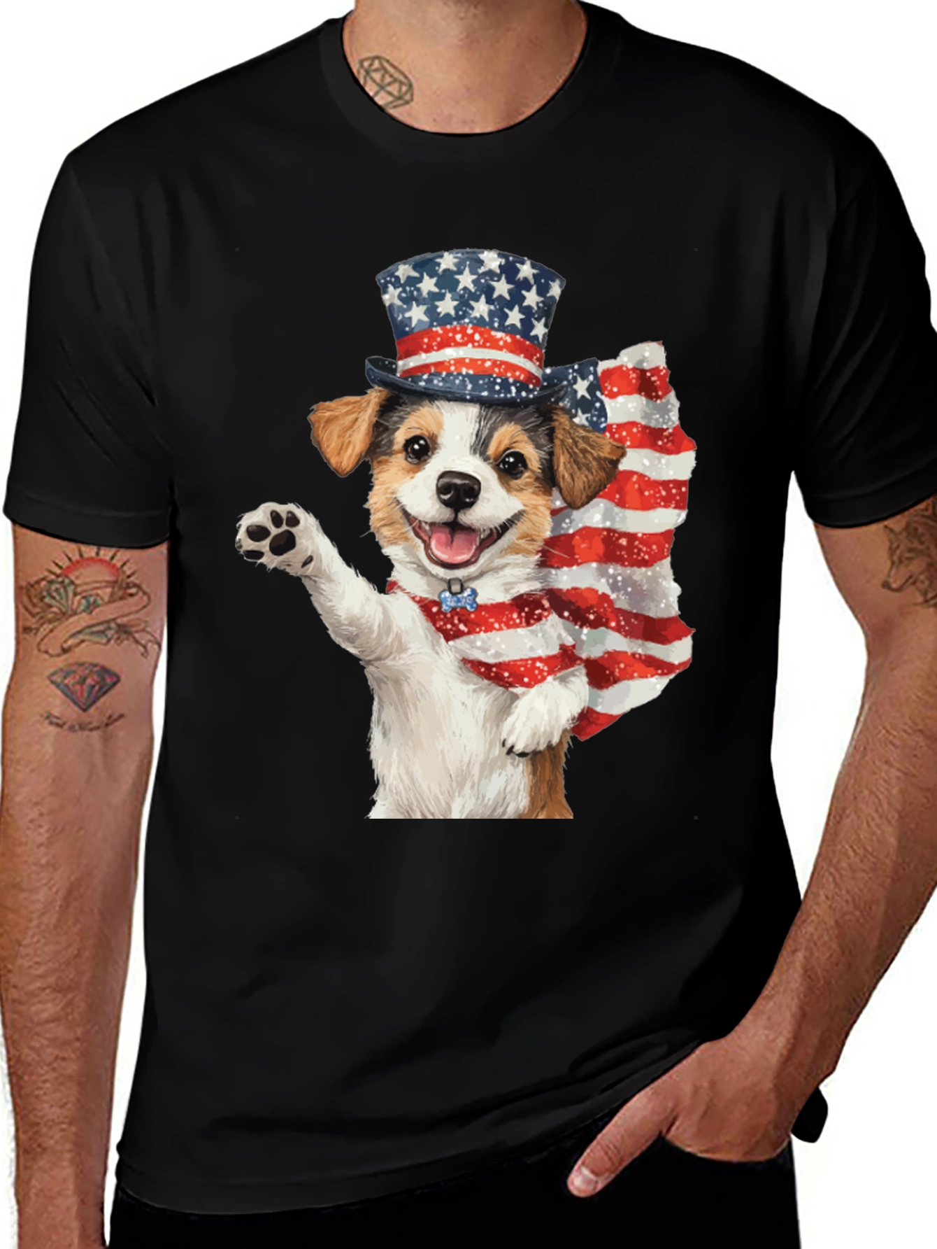 Patriotic Pup T-Shirt - USA Dog Graphic Tee