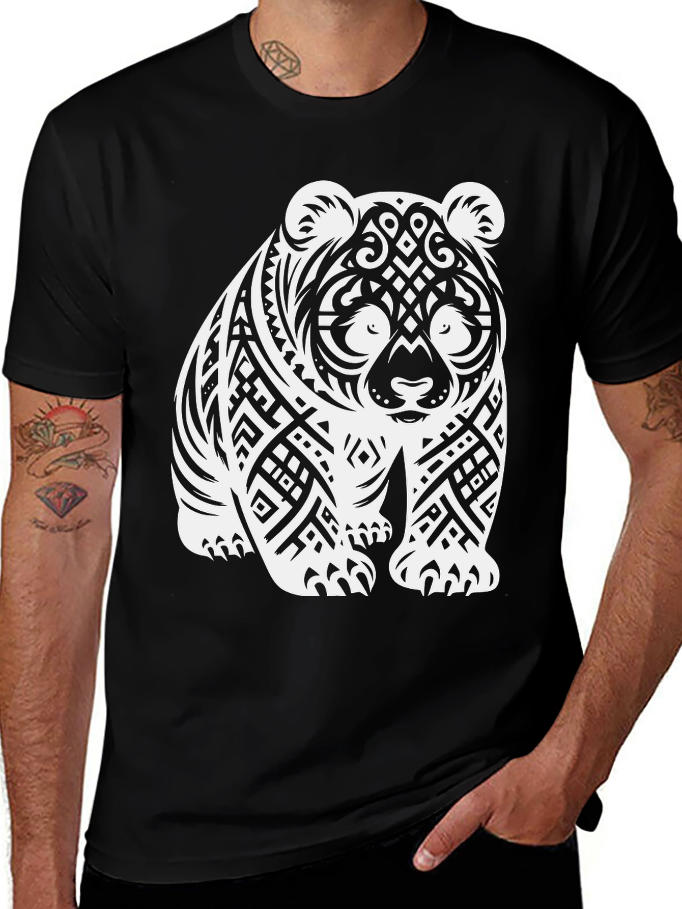 Variant 10 of Tribal Panda T-Shirt - Black