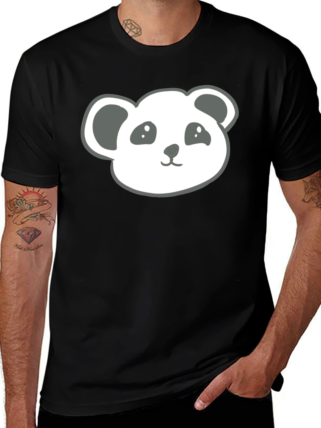 Variant 15 of Panda Face Black T-Shirt - Cute Graphic Tee