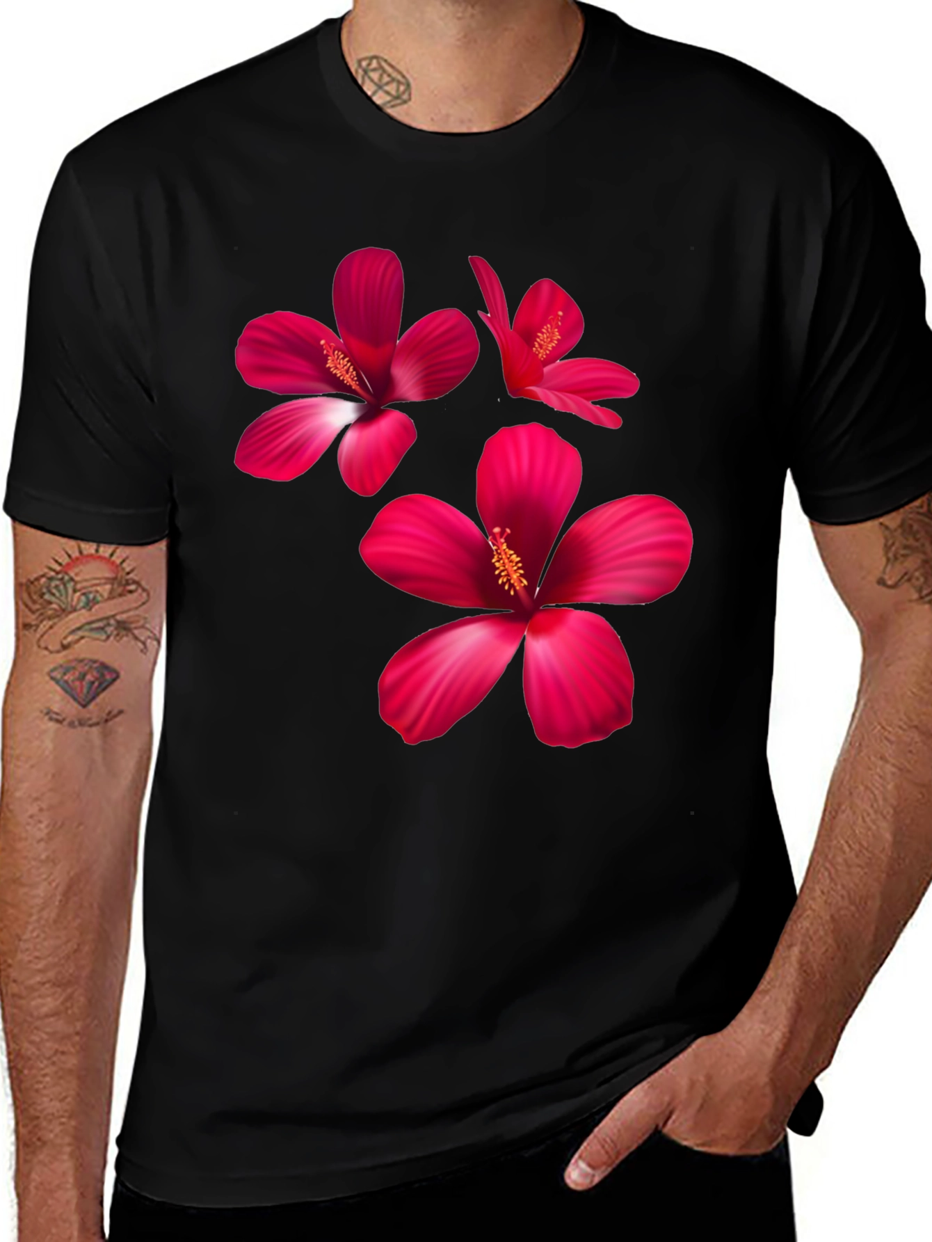 Variant 4 of Hibiscus Flower Black T-Shirt