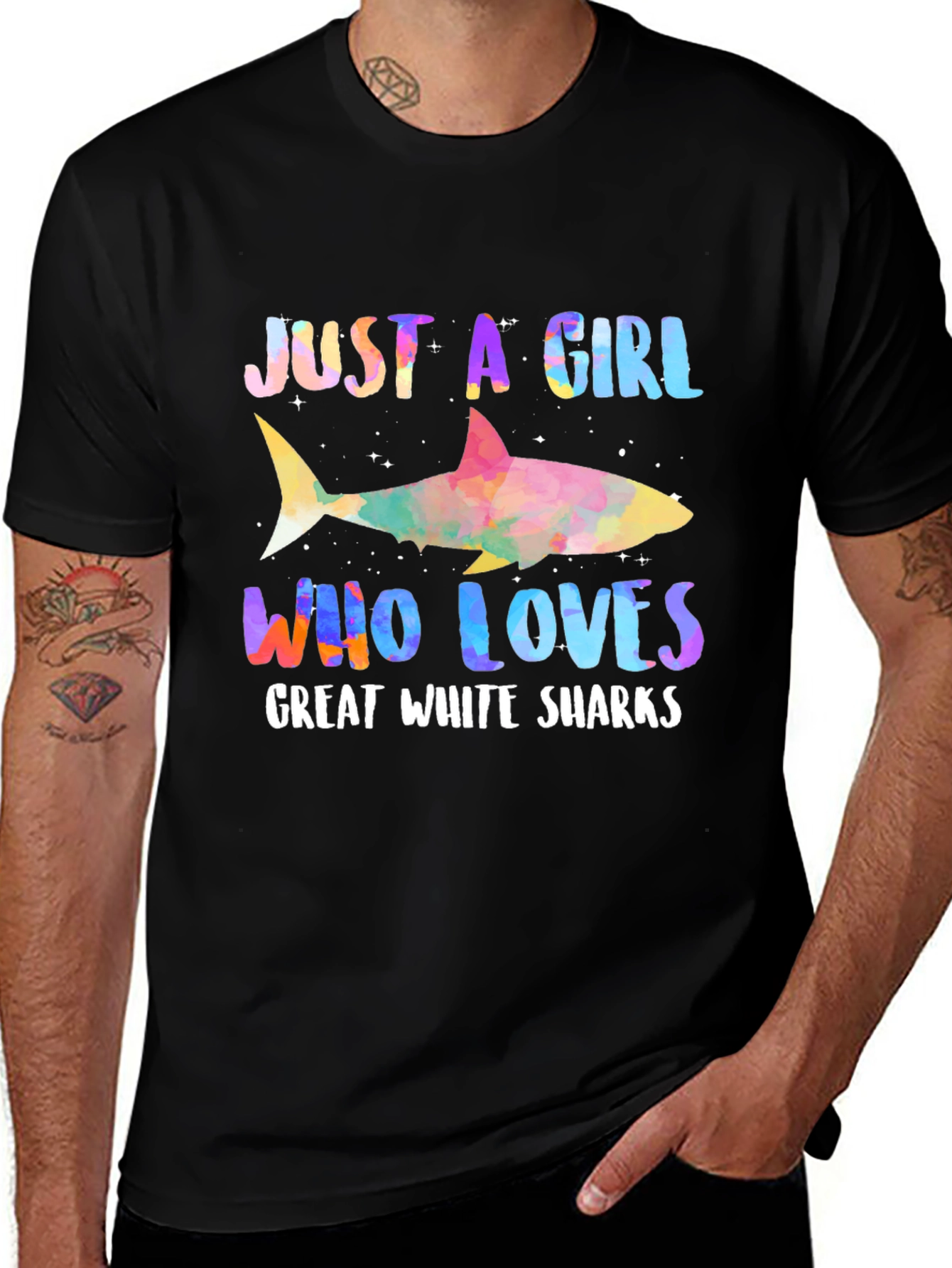 Variant 27 of Girl Who Loves Great White Sharks T-Shirt