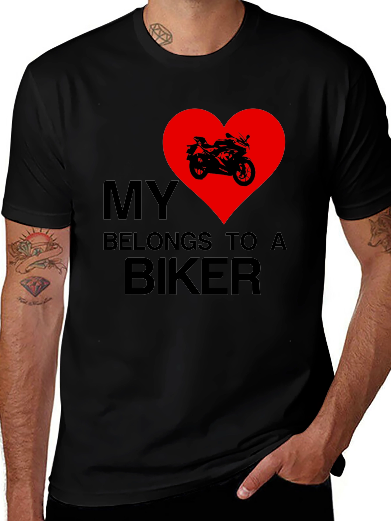 Variant 14 of My Heart Belongs to a Biker - Novelty Graphic Tee