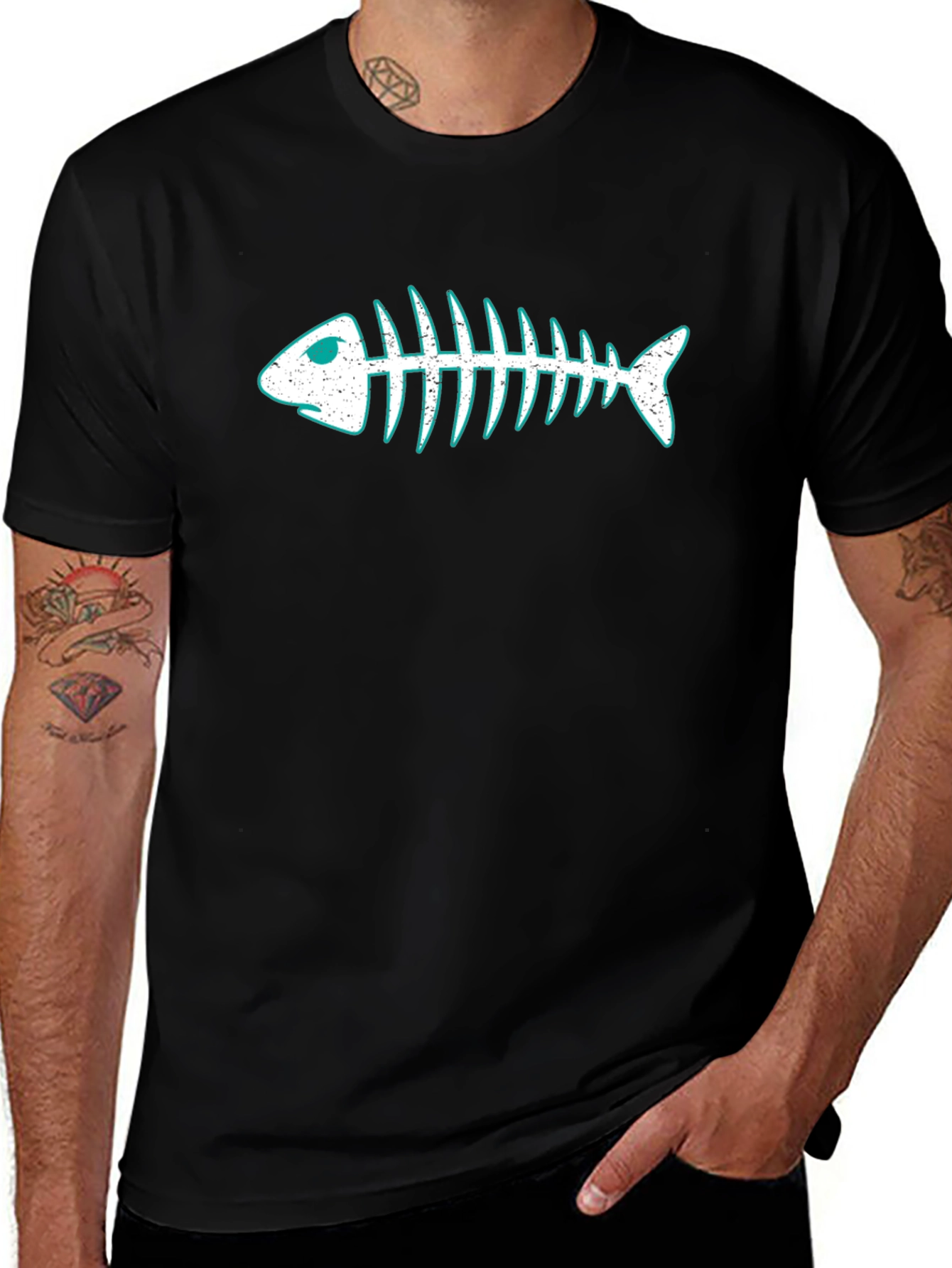 Variant 24 of Fishbone Graphic Tee - Black Casual T-Shirt
