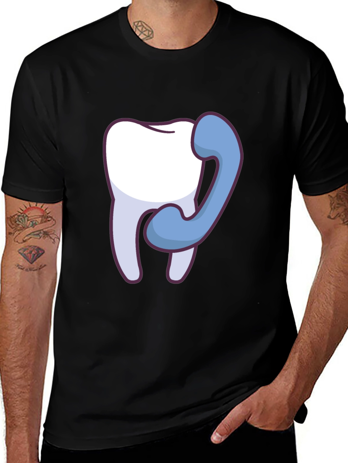 Variant 17 of Dental Humor T-Shirt - Tooth Phone Call