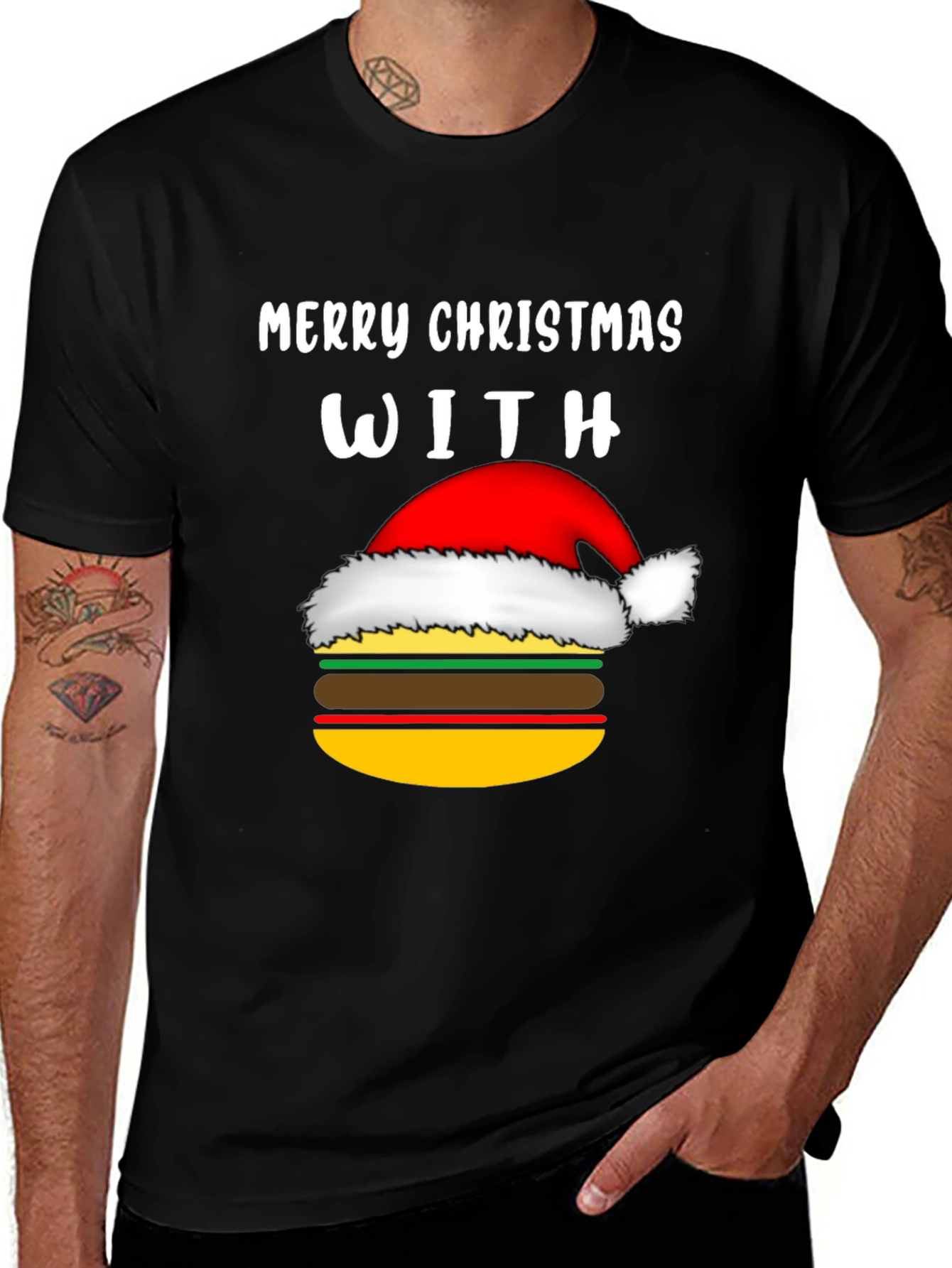 Variant 9 of Merry Christmas With Burger Graphic Tee