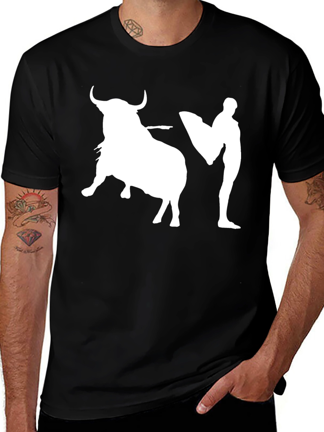 Variant 13 of Bullfighter Graphic Tee - Black Cotton T-Shirt