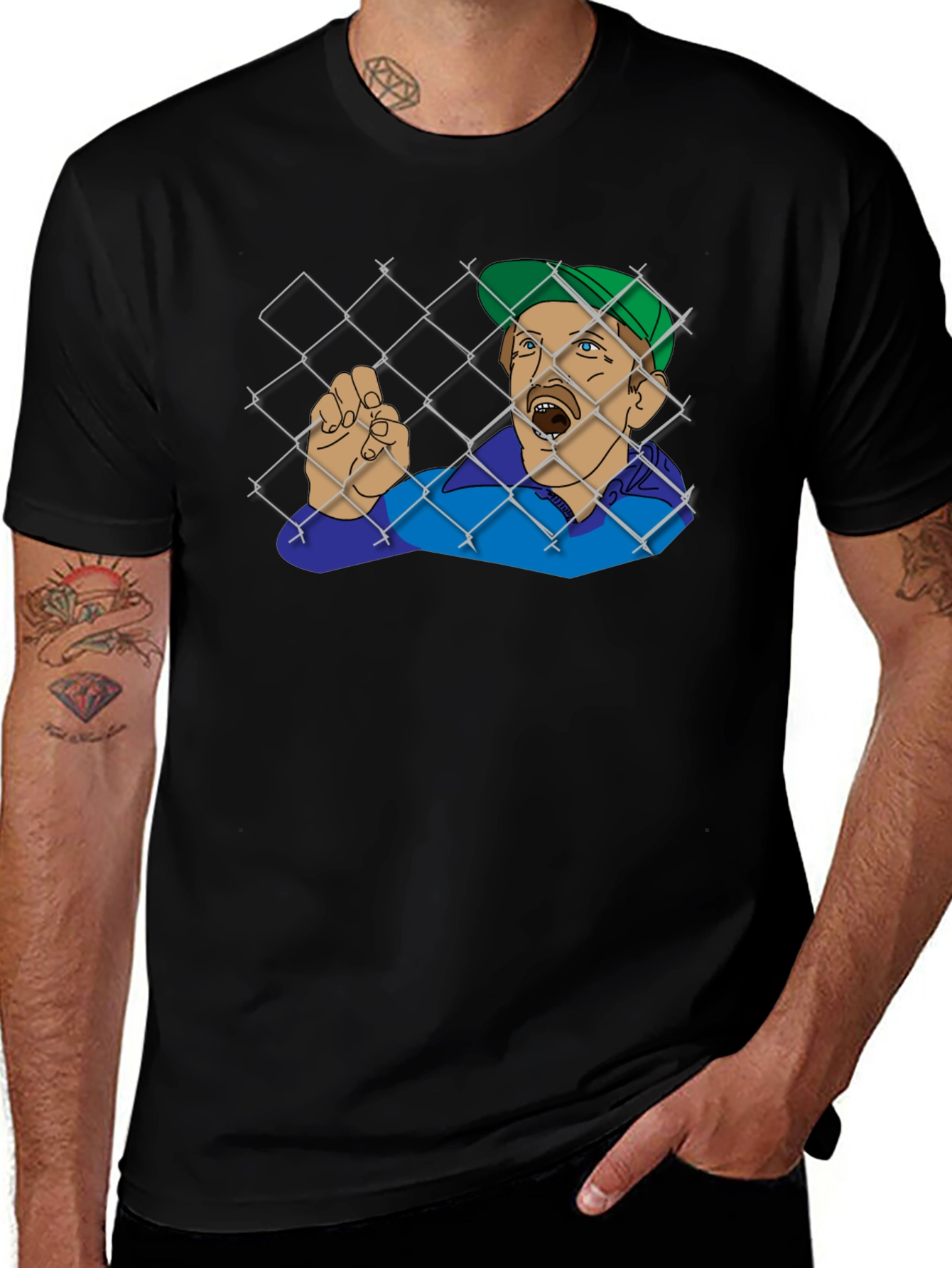 Variant 3 of Funny Trapped Man Graphic Tee - Black T-Shirt