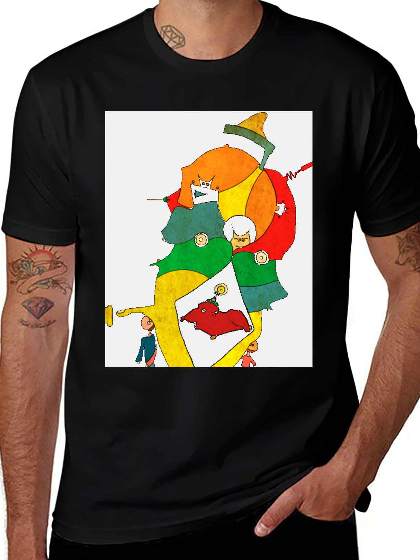 Black Abstract Art Graphic Tee - Unique Design main image