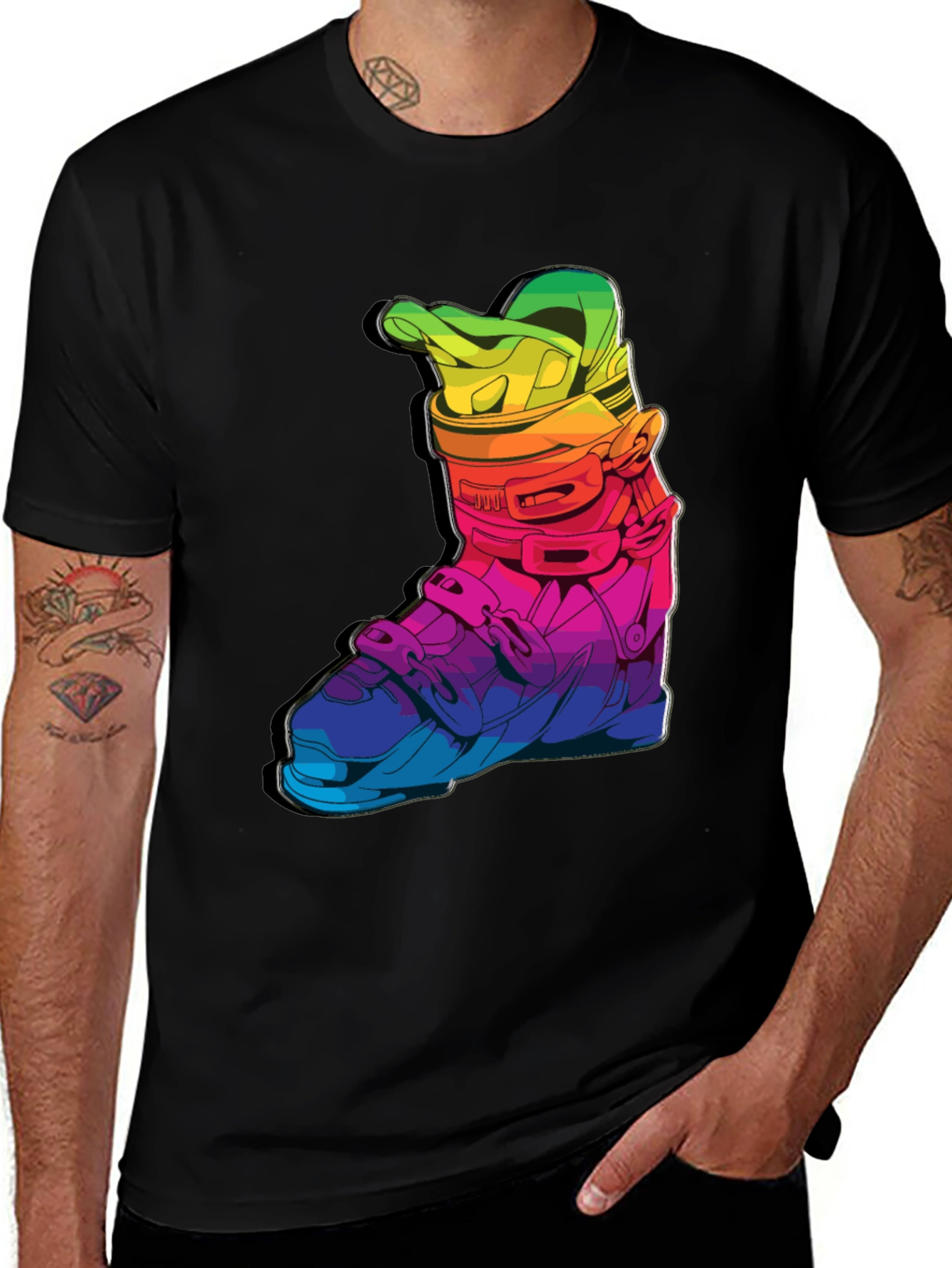 Variant 2 of Rainbow Ski Boot T-Shirt