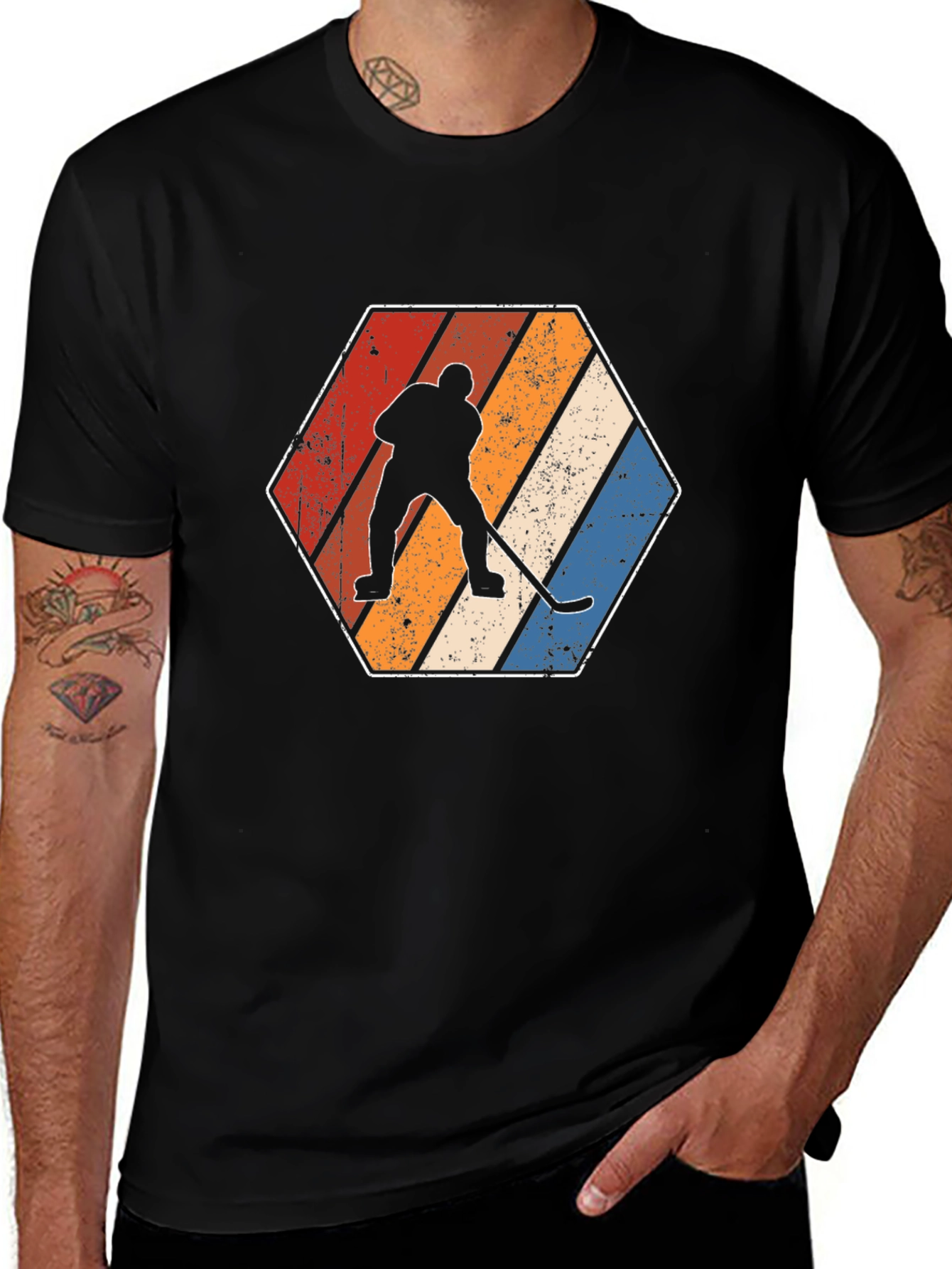Variant 26 of Retro Hockey Player Graphic T-Shirt