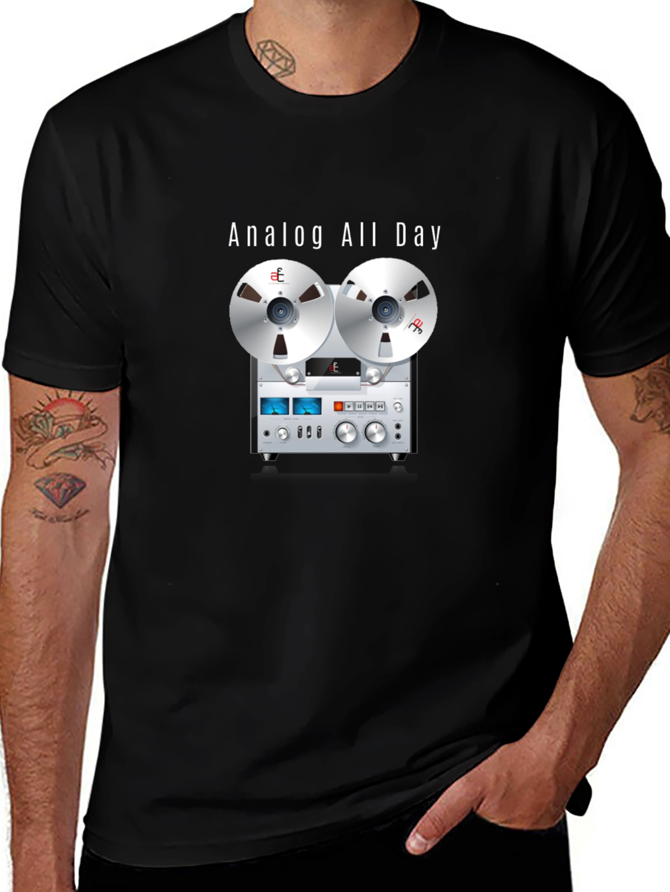 Analog All Day T-Shirt: Retro Reel-to-Reel Design