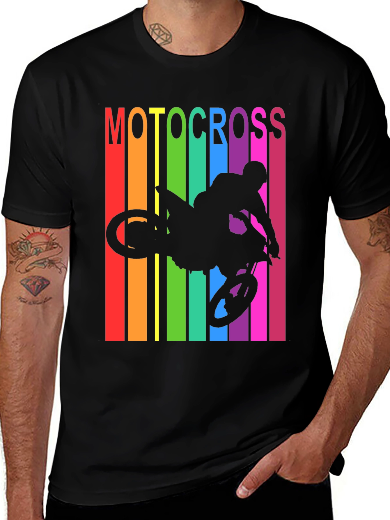 Variant 16 of Motocross Rainbow Graphic T-Shirt