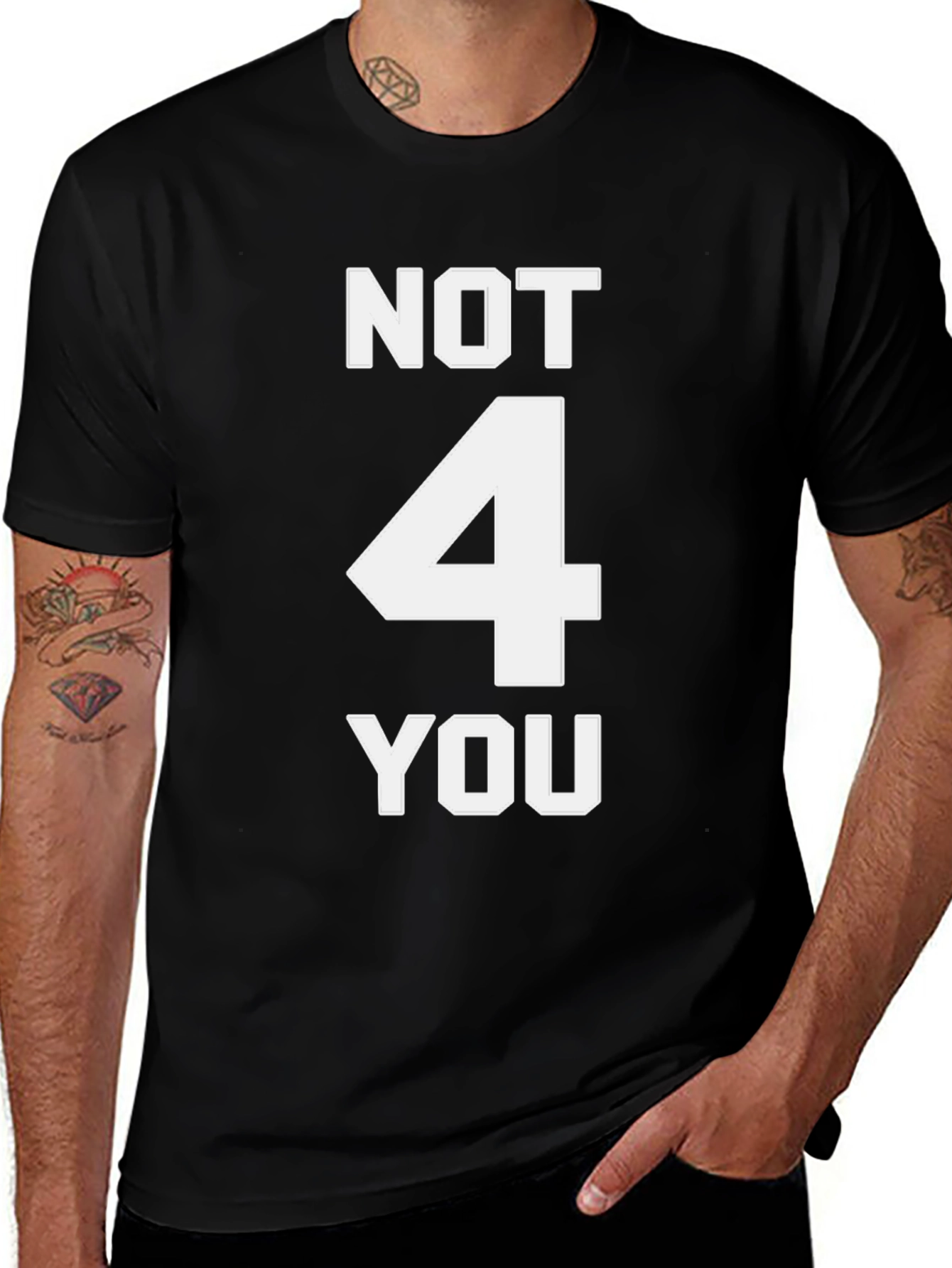 Black Not 4 You Graphic Tee - Men's Black Cotton T-Shirt main image