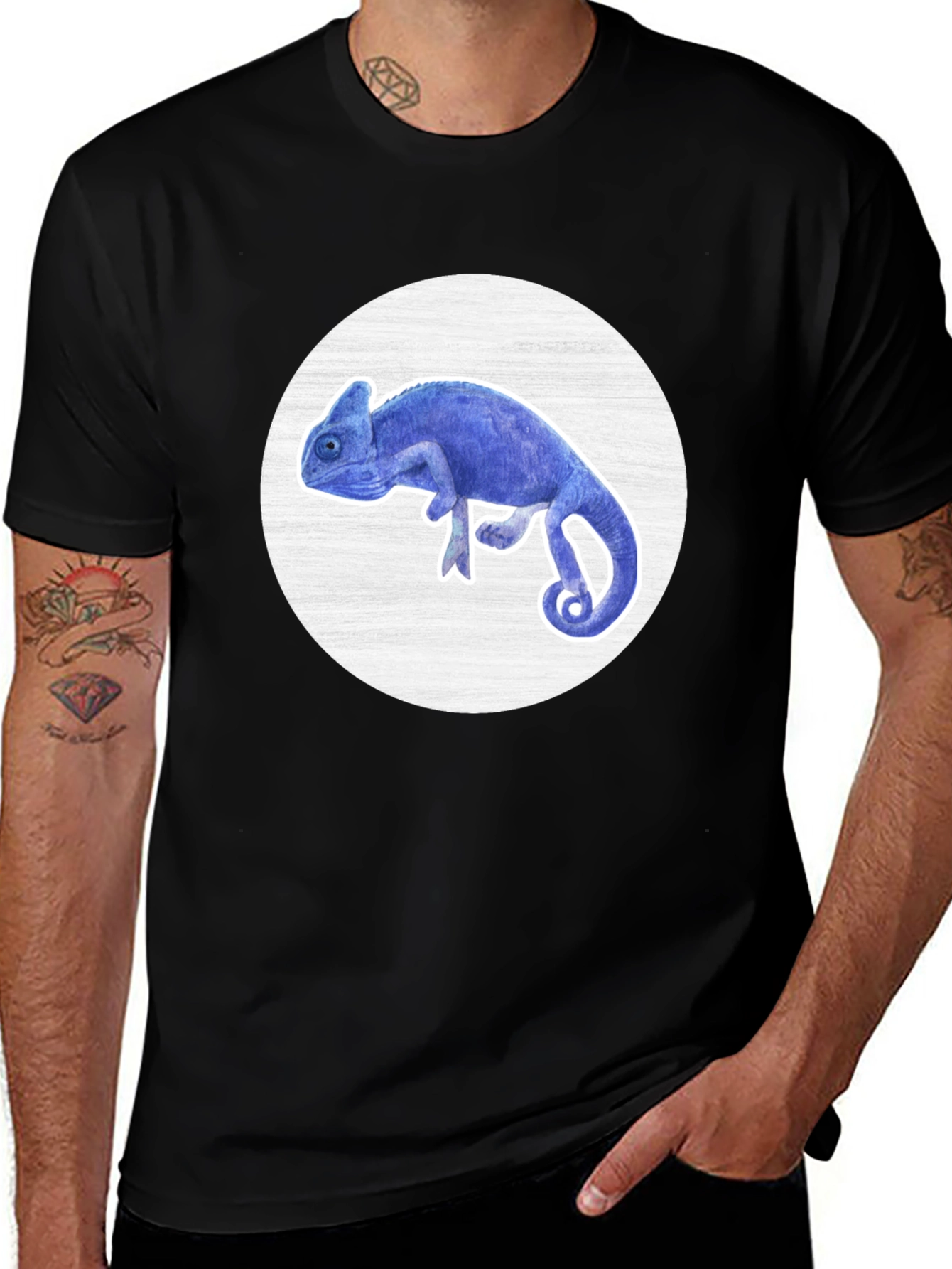 Variant 10 of Blue Chameleon Graphic Tee - Unique Design