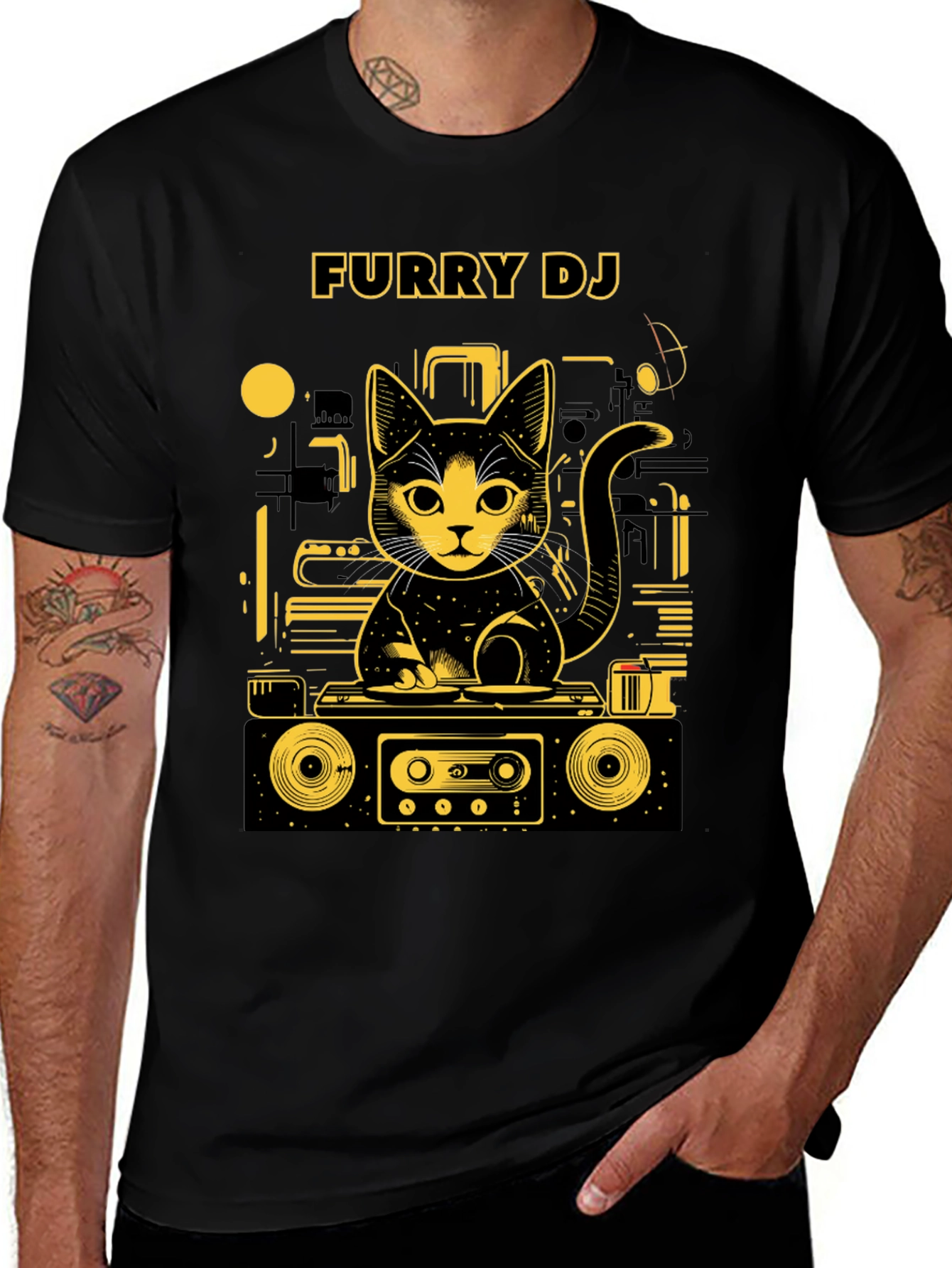 Variant 24 of Furry DJ Black Graphic Tee