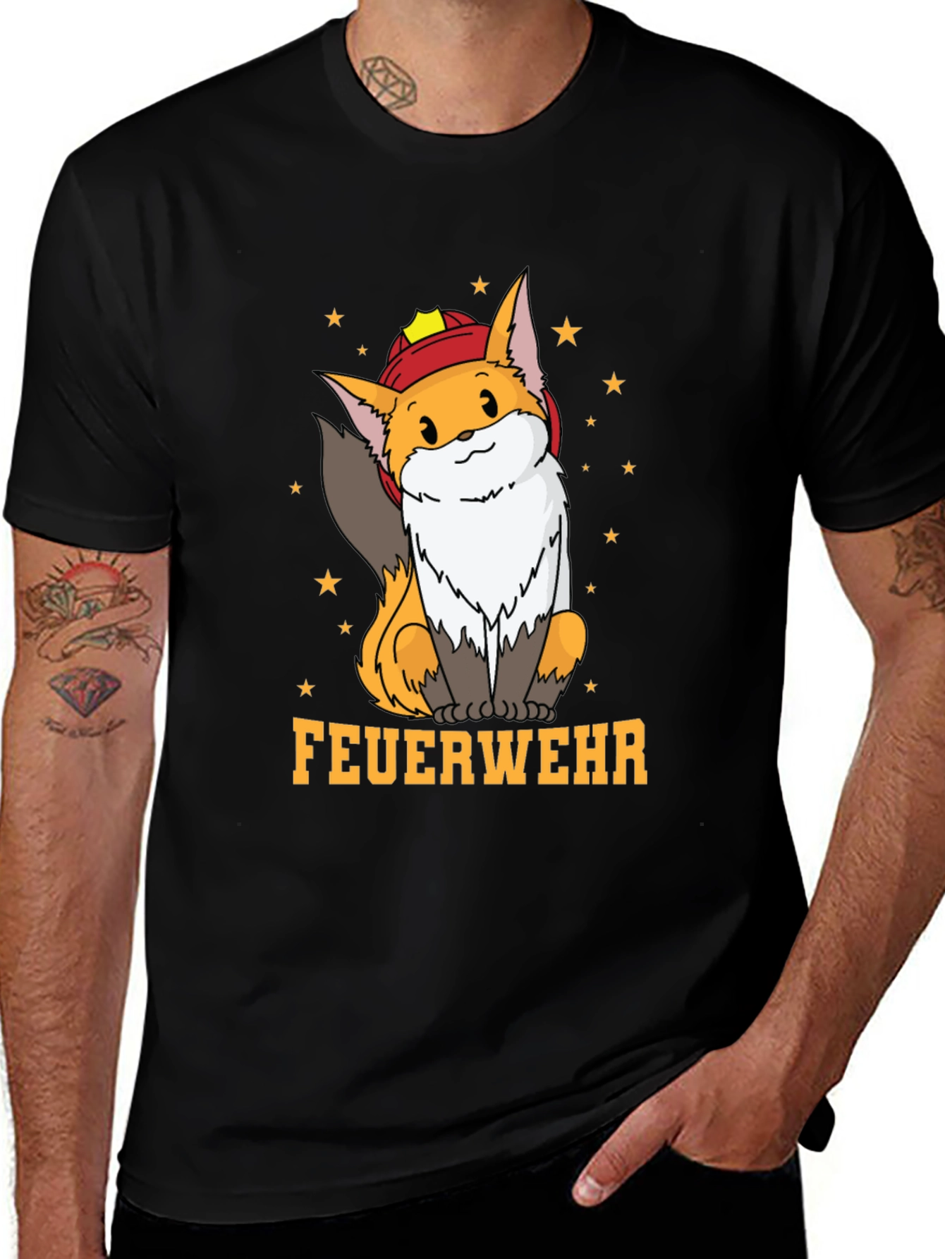 Variant 16 of Fox Firefighter T-Shirt - Cute Cartoon Design