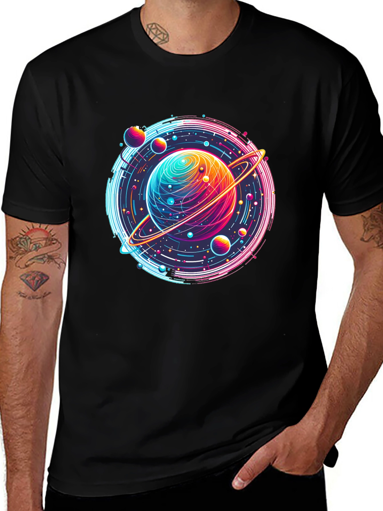Neon Planet T-Shirt - Space Graphic Tee