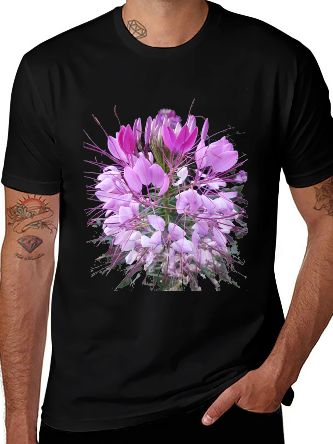 Variant 25 of Floral Print Black T-Shirt