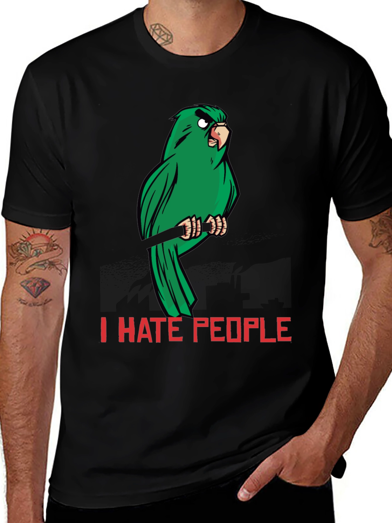 I Hate People Parrot Graphic Tee