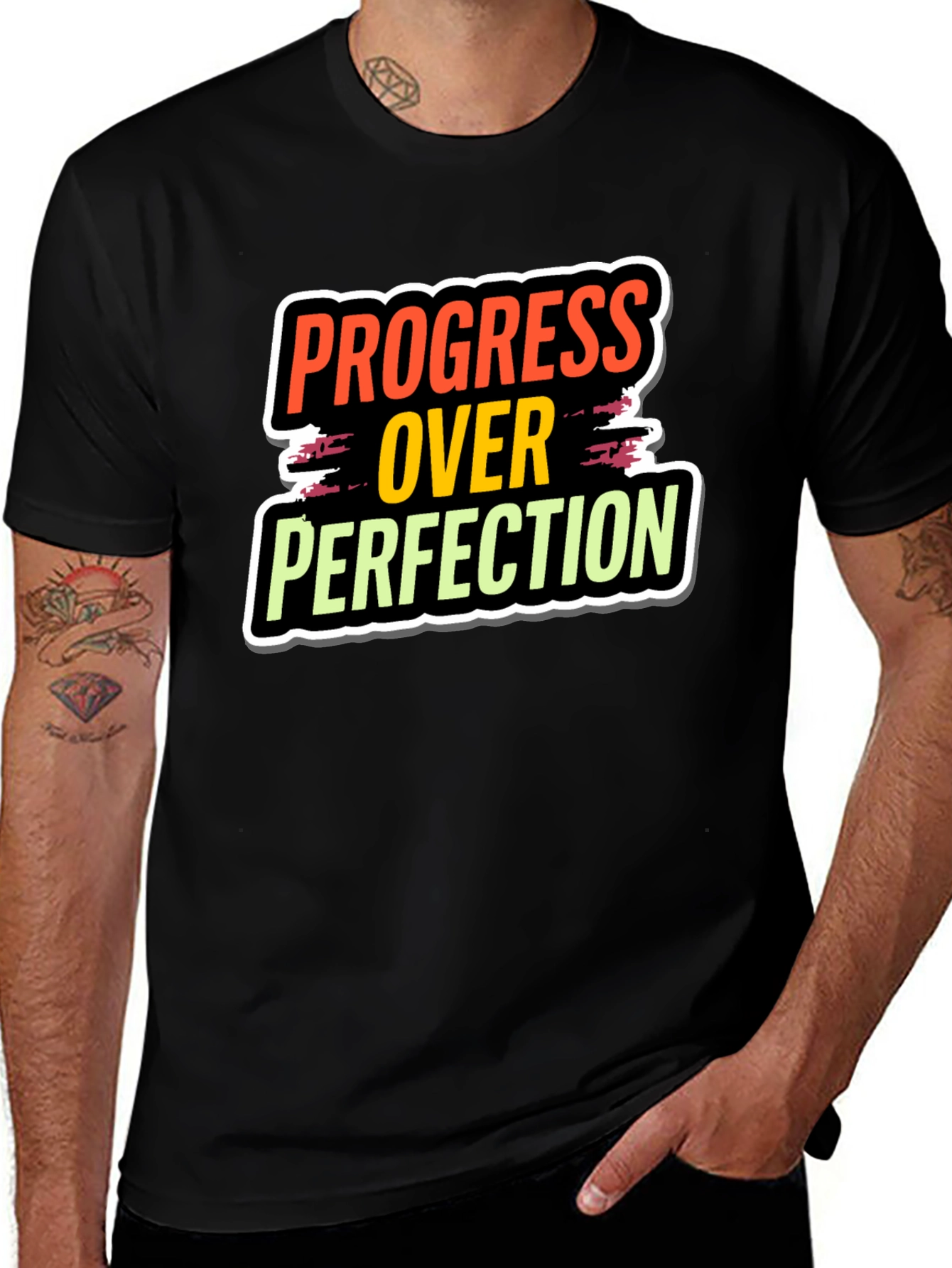 Variant 10 of Progress Over Perfection Black T-Shirt