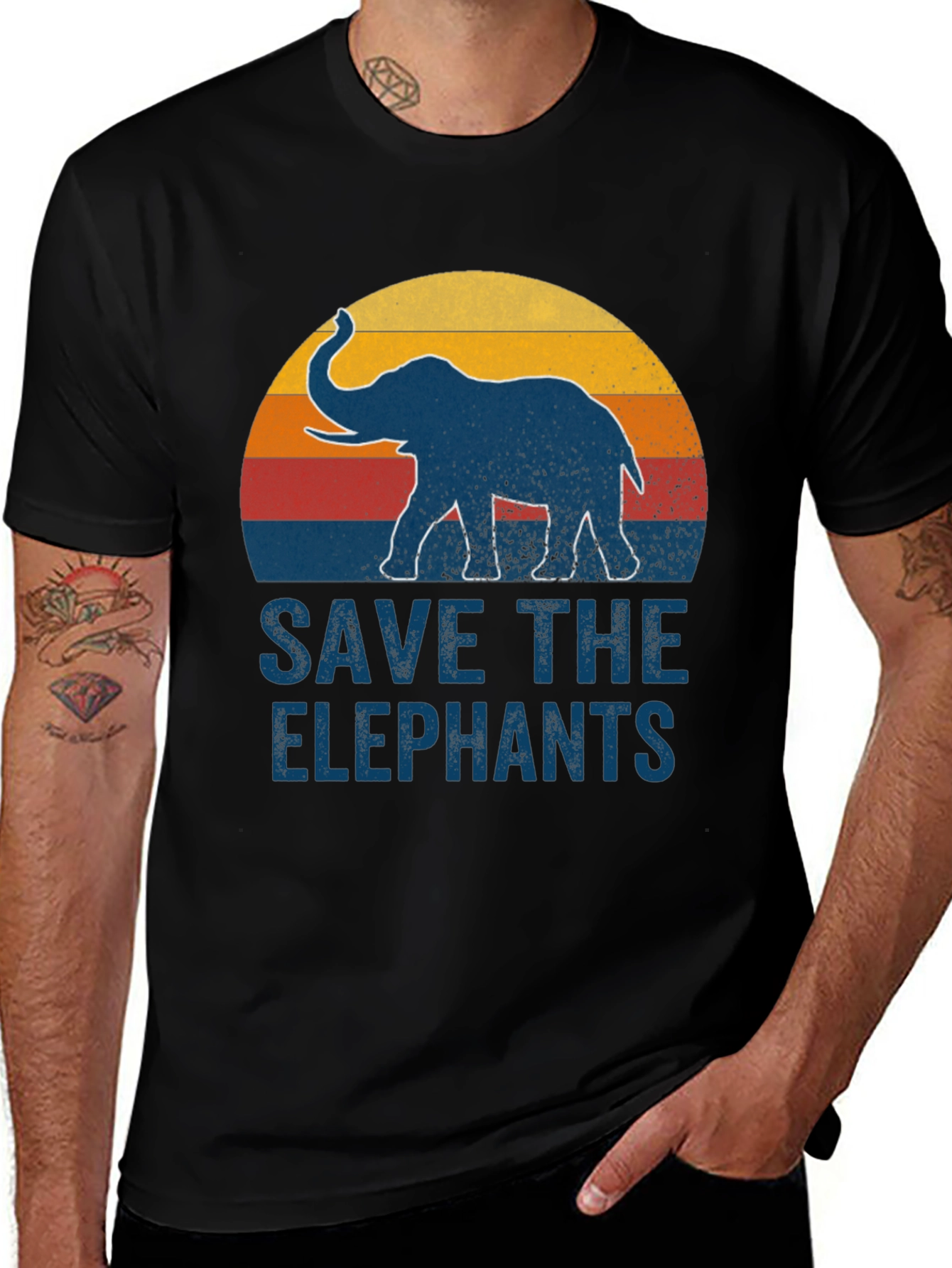 Variant 17 of Save the Elephants Graphic Tee - Retro Style