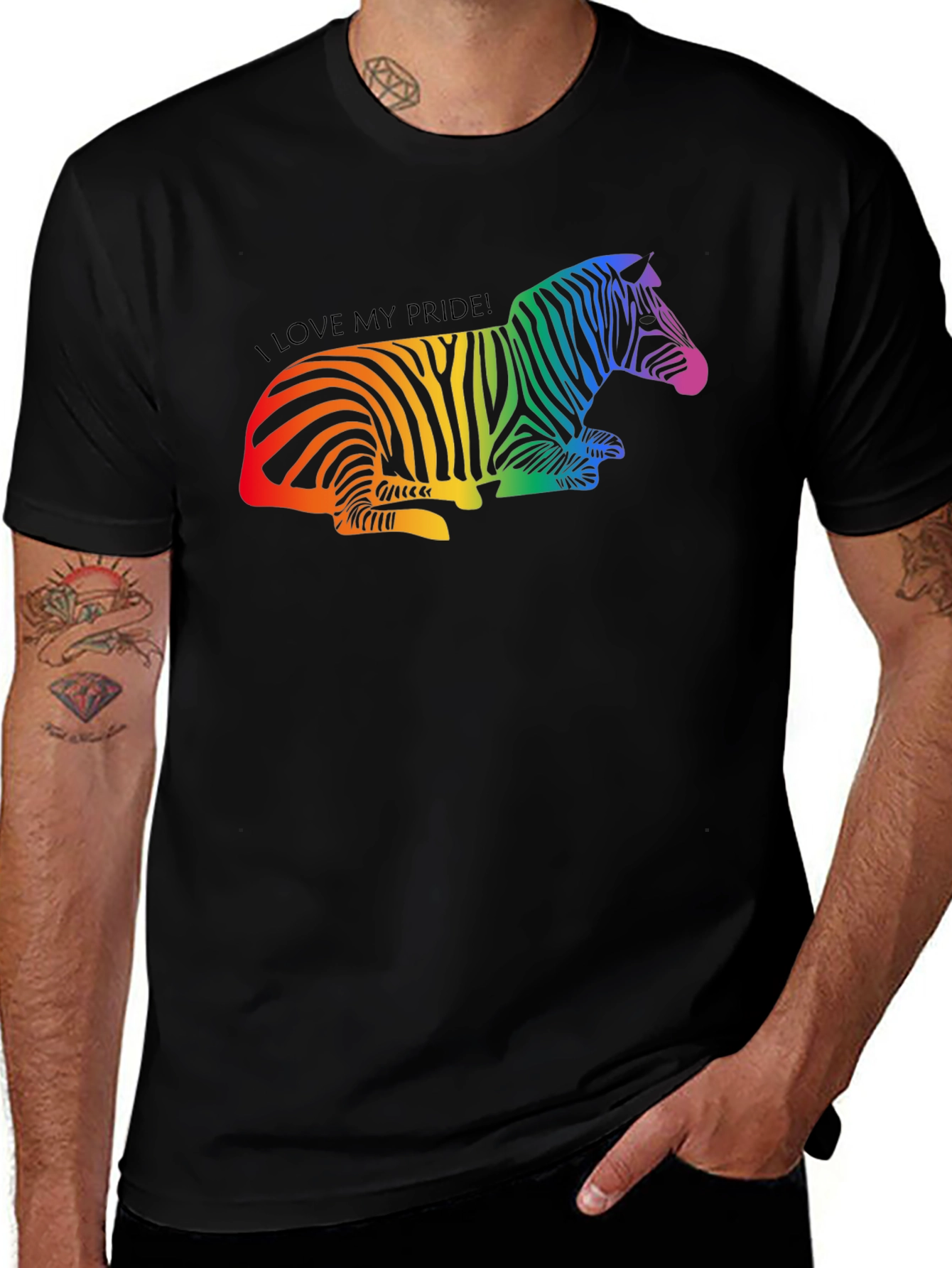 Rainbow Pride Zebra Graphic Tee - Stylish Unisex T-Shirt
