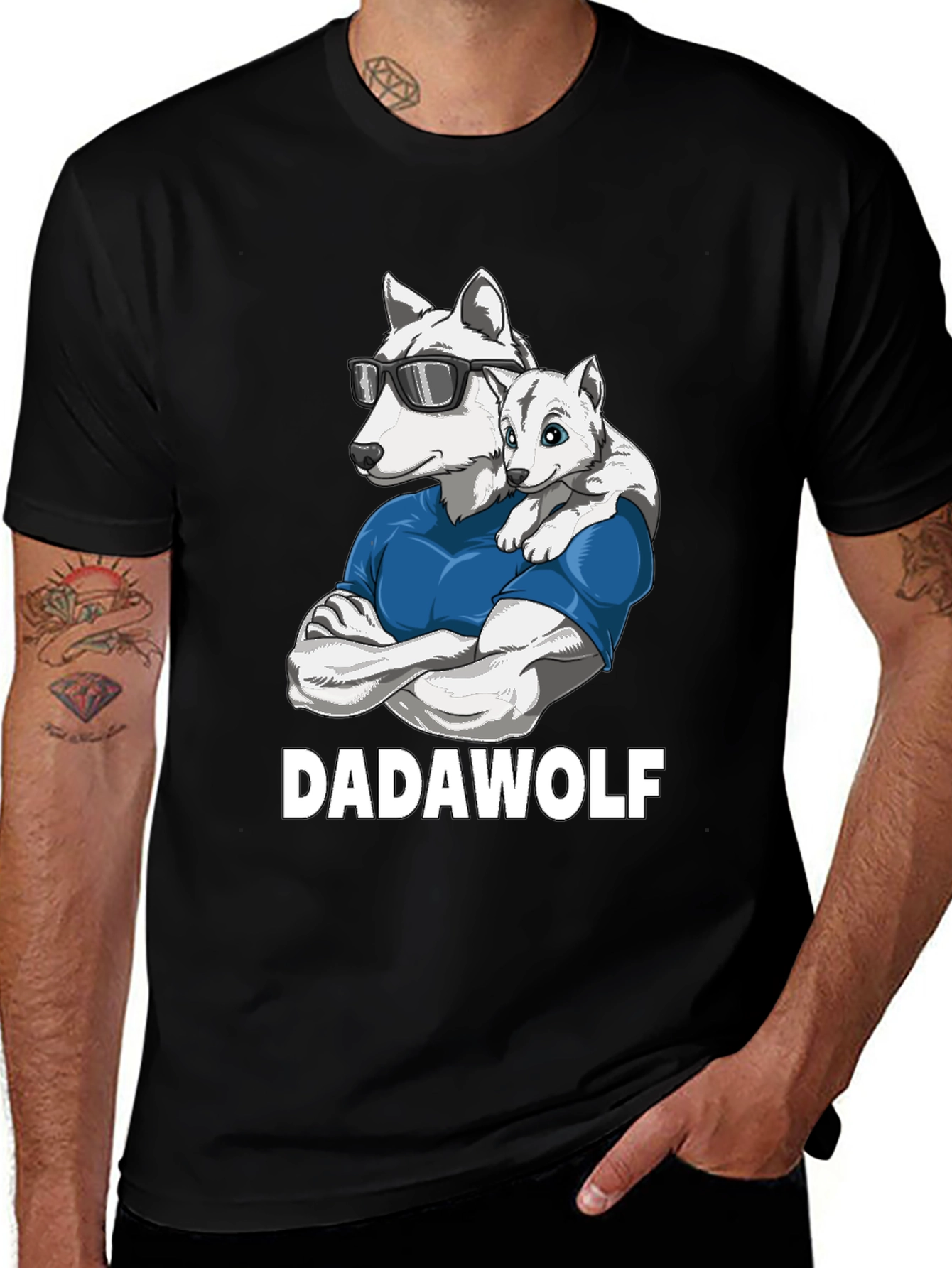 Variant 26 of Dadawolf Graphic Tee - Cool Wolf Dad Shirt