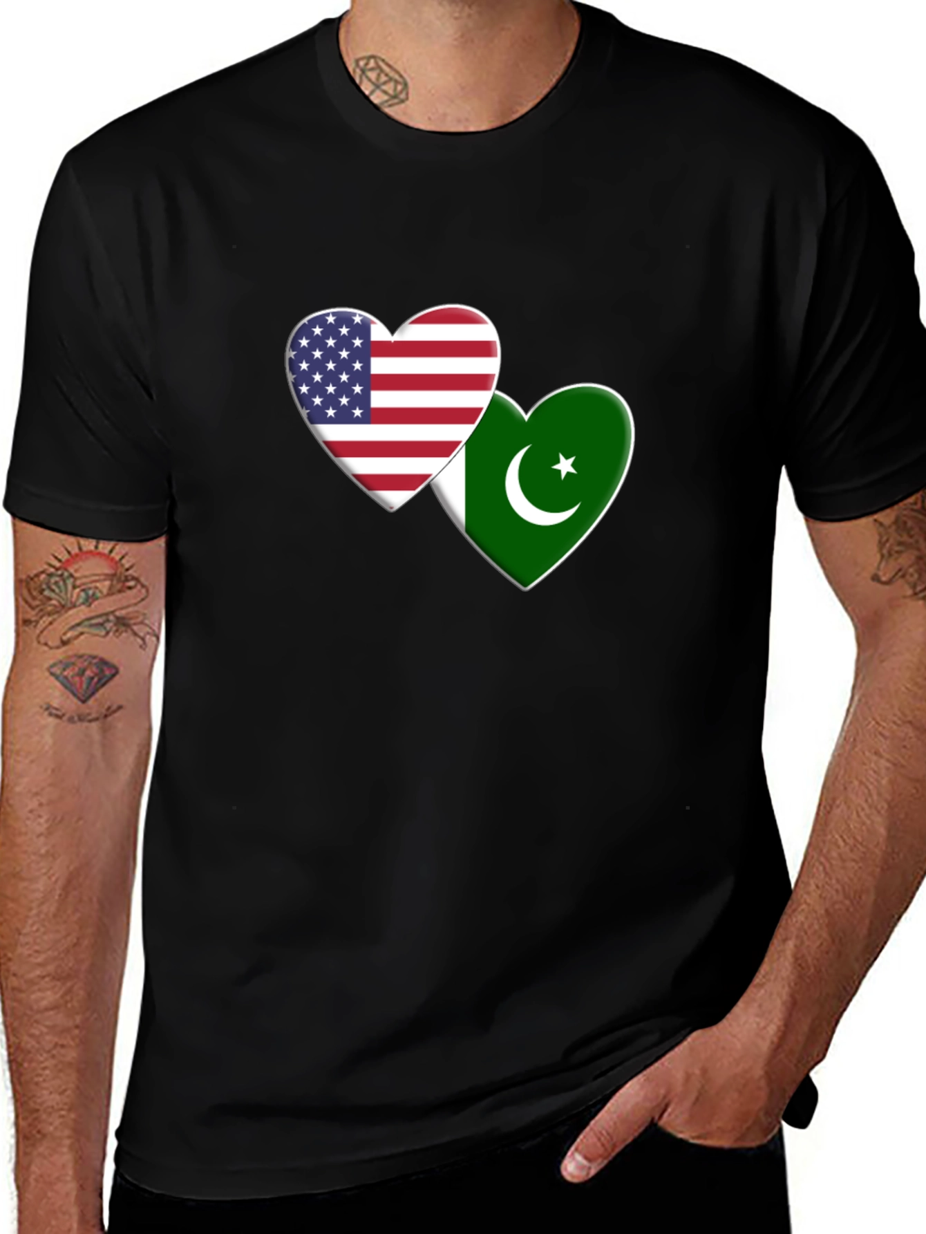 USA & Pakistan Heart Flag T-Shirt