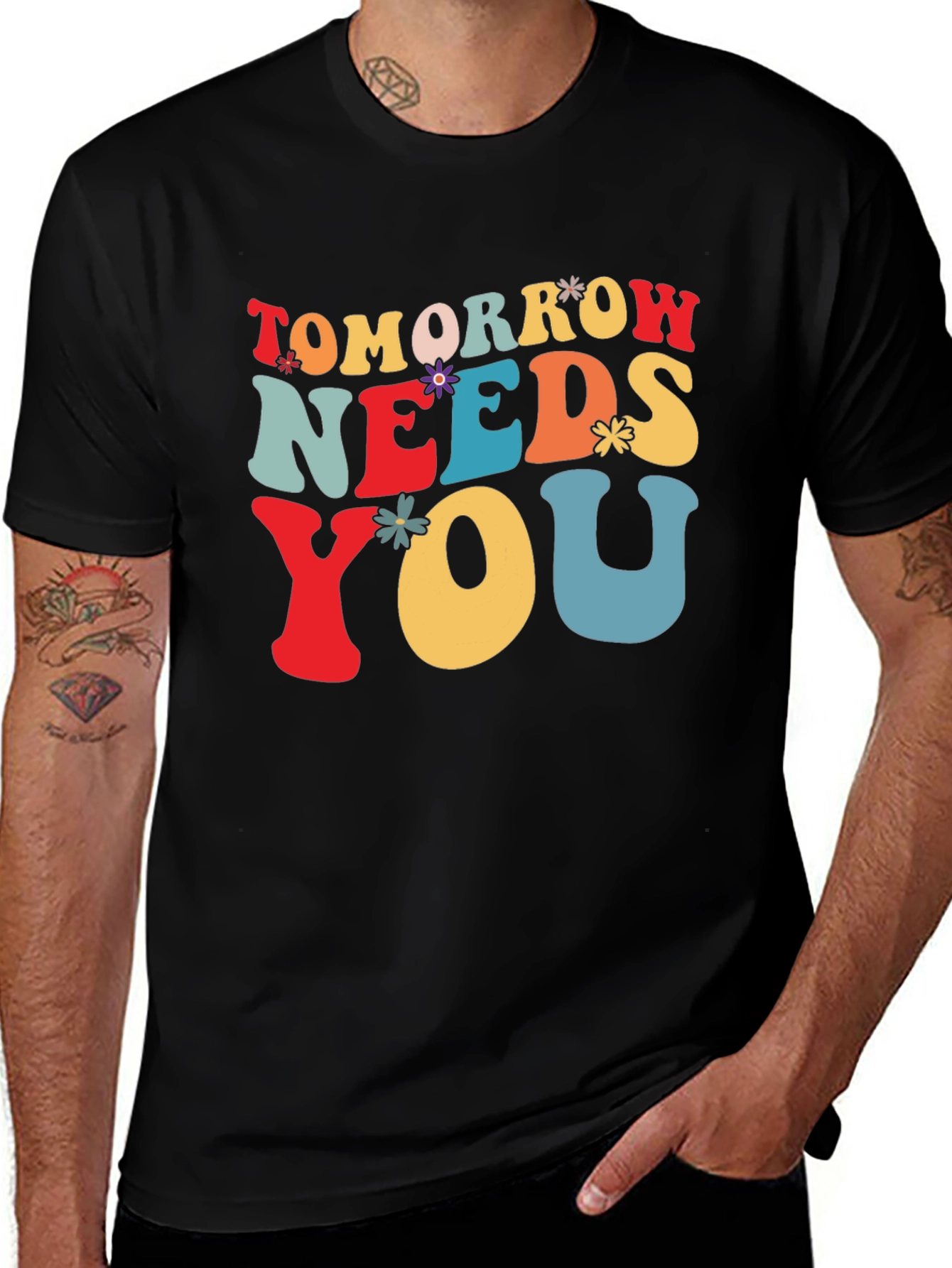 Variant 2 of Tomorrow Needs You Graphic Tee - Unisex Black T-Shirt