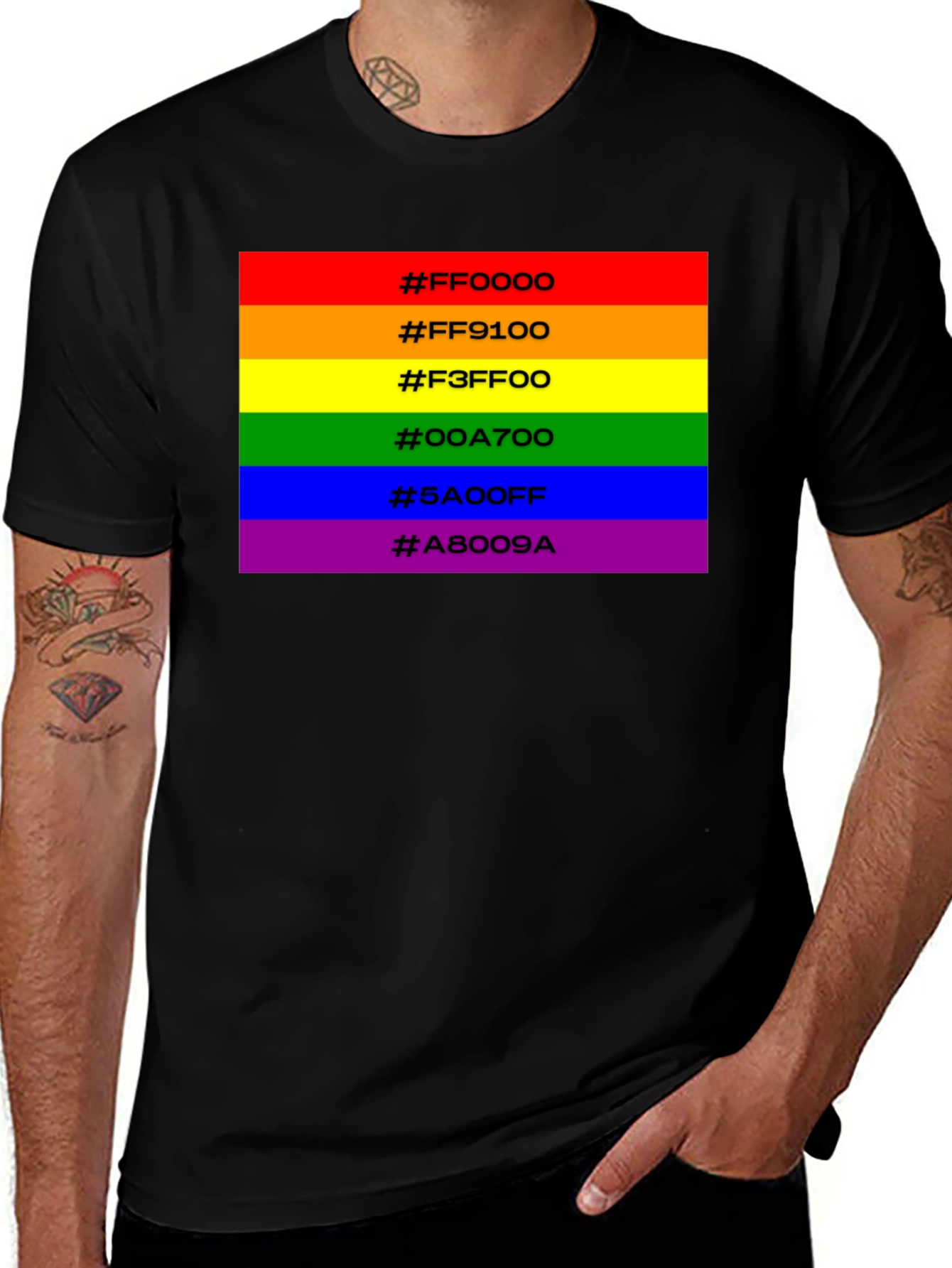 Rainbow Pride Hex Code T-Shirt - Black