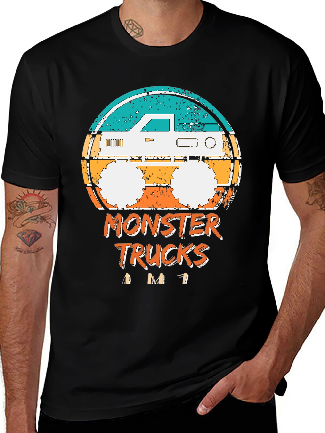 Variant 30 of Monster Truck Graphic Tee - Retro Style Black T-Shirt