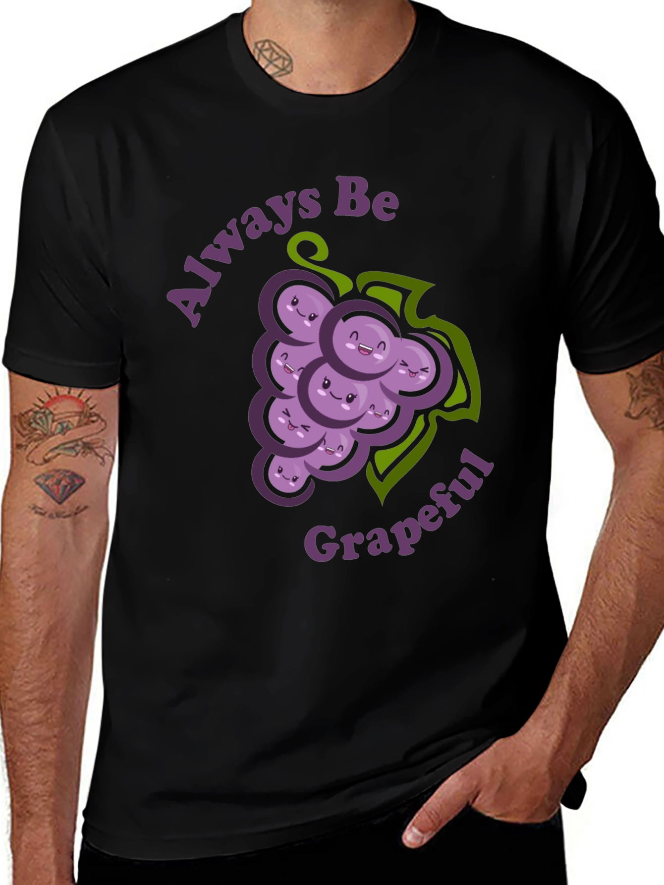 Black Always Be Grapeful Funny Graphic T-Shirt main image