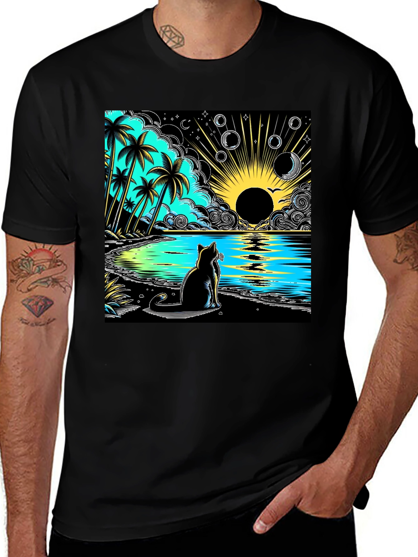 Variant 27 of Tropical Cat Beach T-Shirt